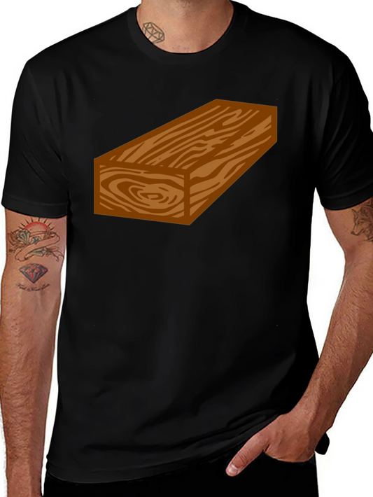 Novelty Wood Plank Graphic Tee - Casual Style