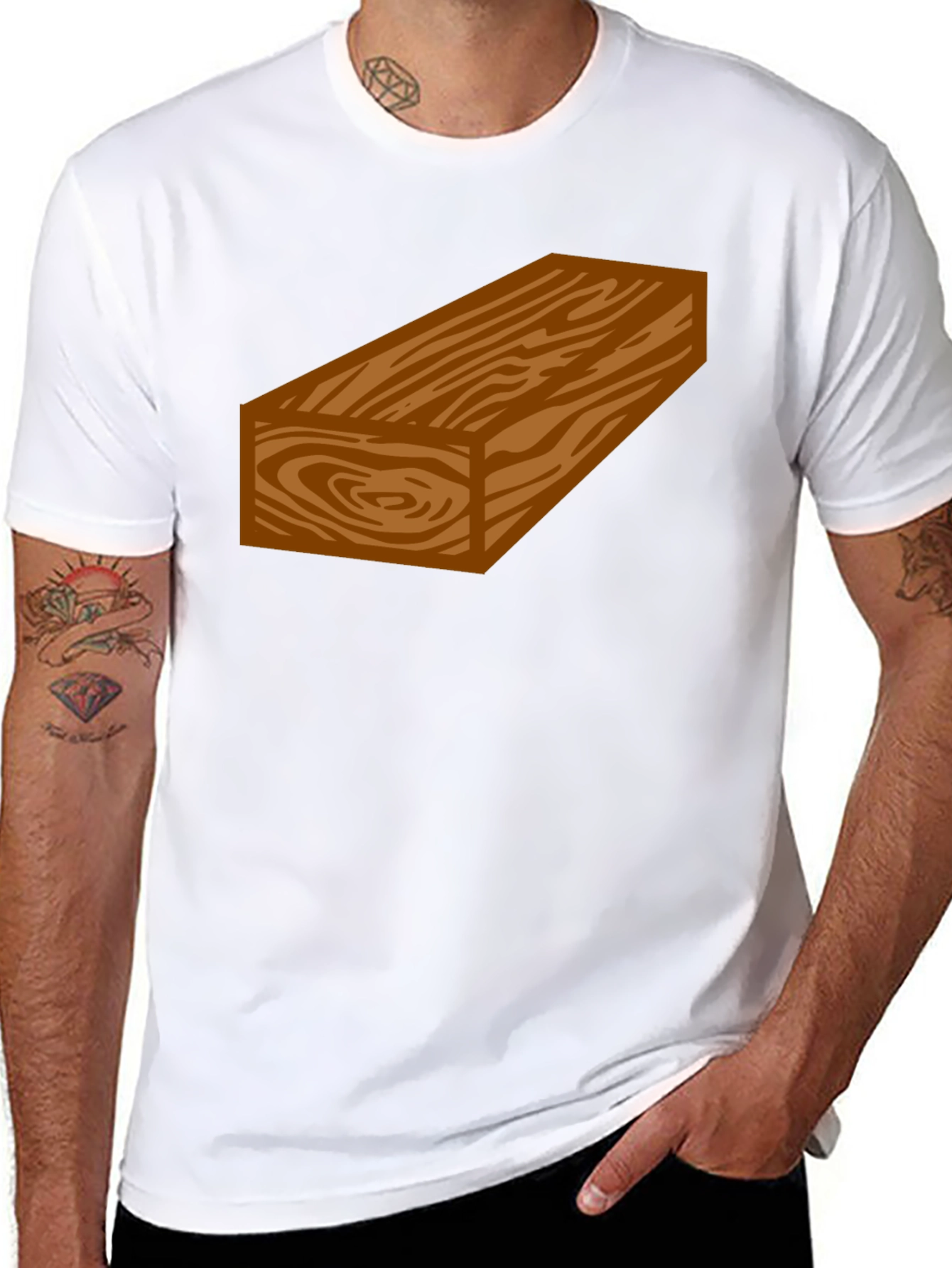 Novelty Wood Plank Graphic Tee - Casual Style