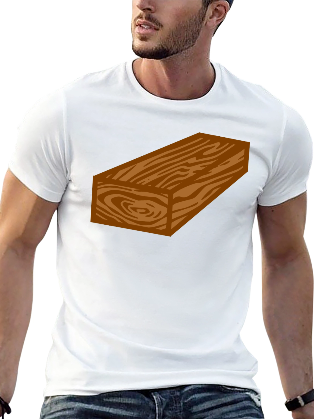 Novelty Wood Plank Graphic Tee - Casual Style