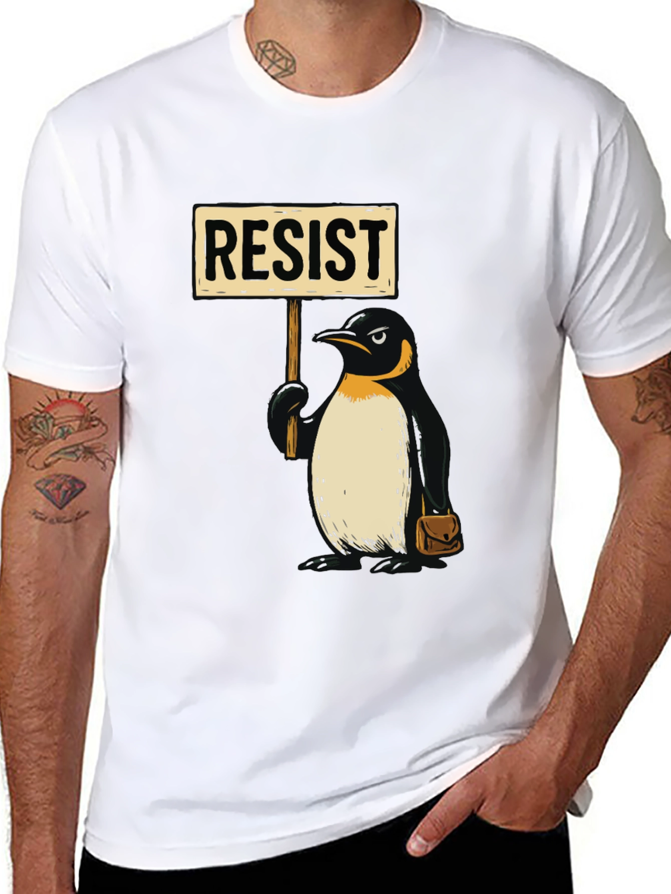 Resist Penguin Graphic Tee - Activist Animal Shirt