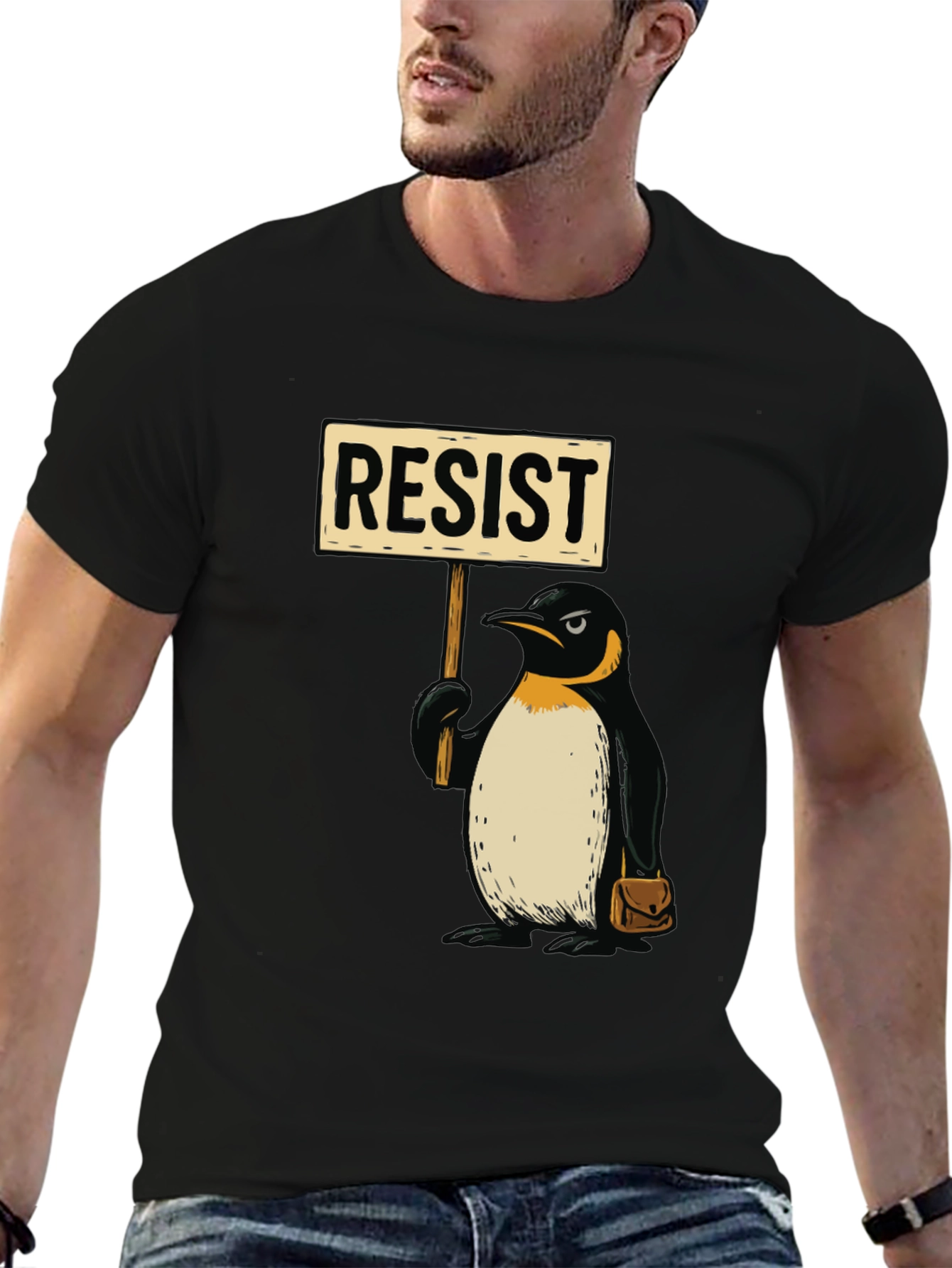 Resist Penguin Graphic Tee - Activist Animal Shirt