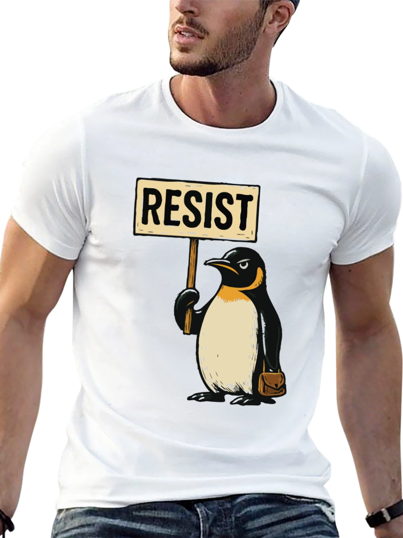 Resist Penguin Graphic Tee - Activist Animal Shirt