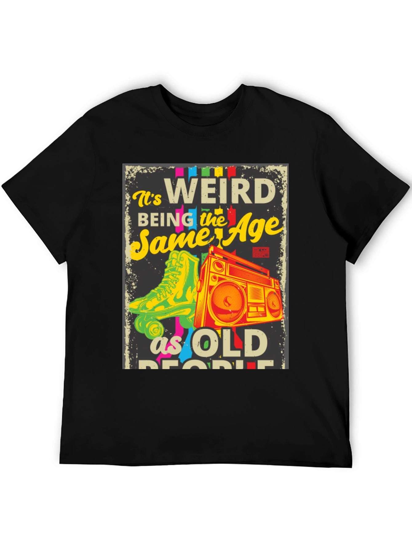 Retro Roller Skate & Boombox Graphic T-Shirt