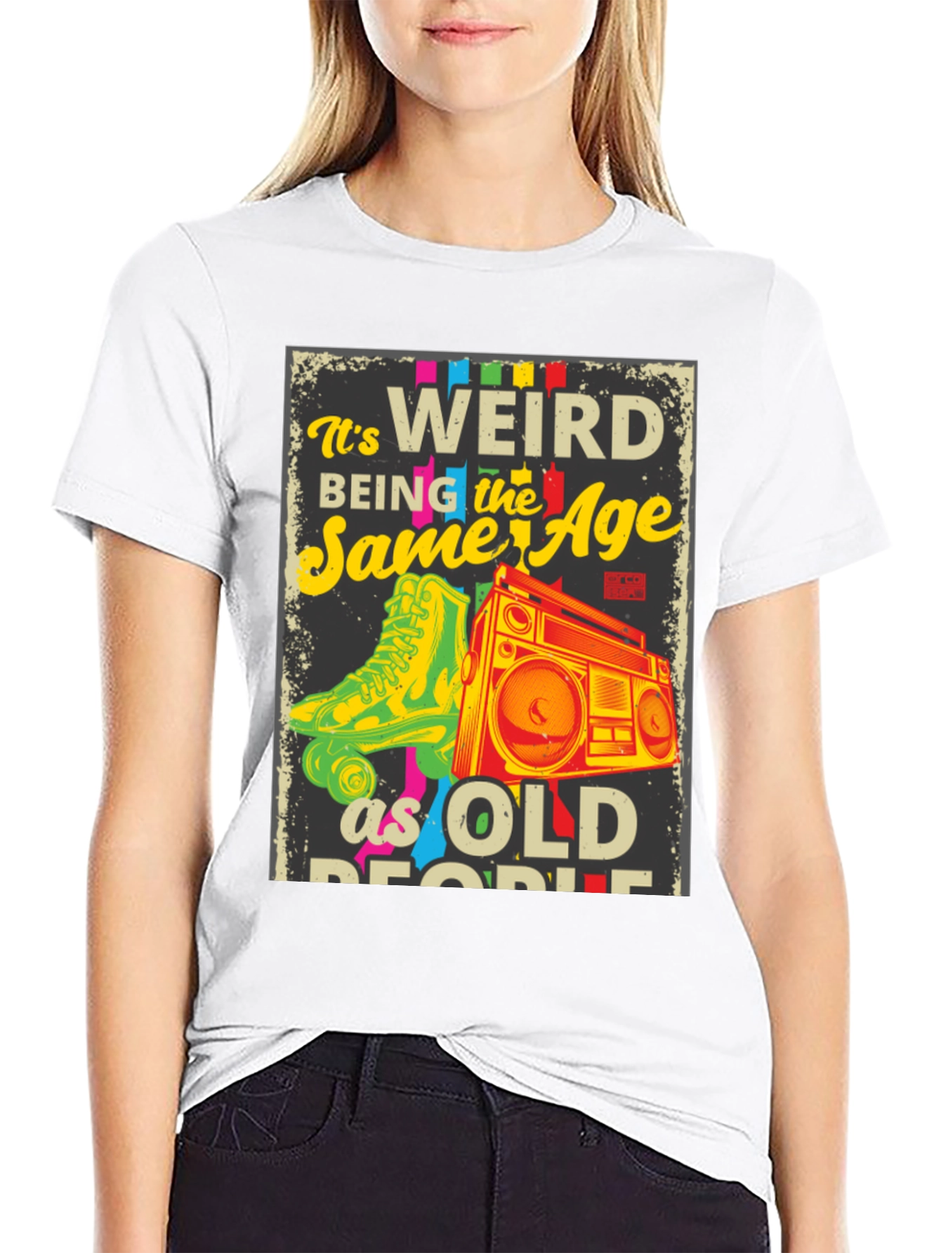 Retro Roller Skate & Boombox Graphic T-Shirt