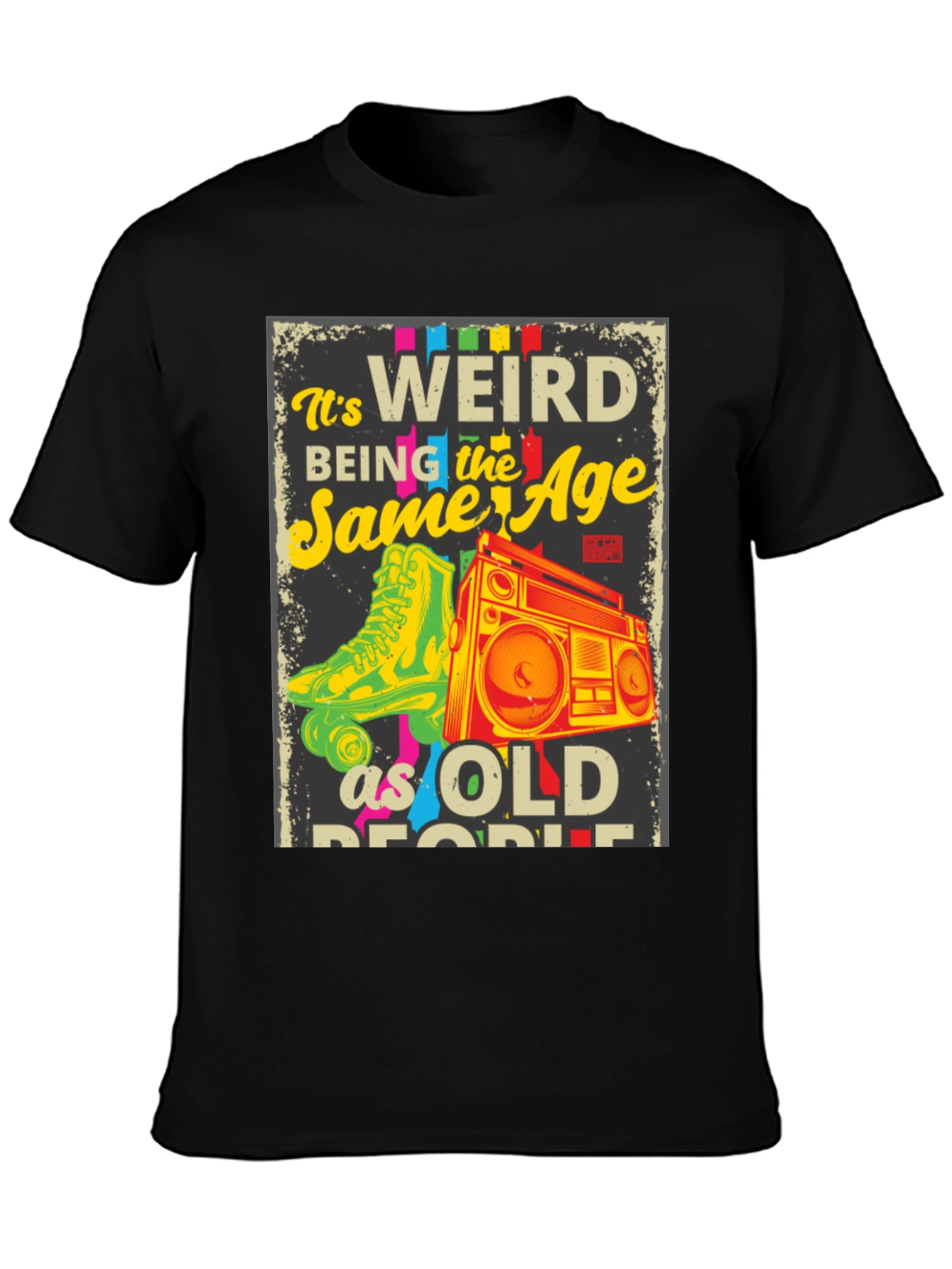 Retro Roller Skate & Boombox Graphic T-Shirt