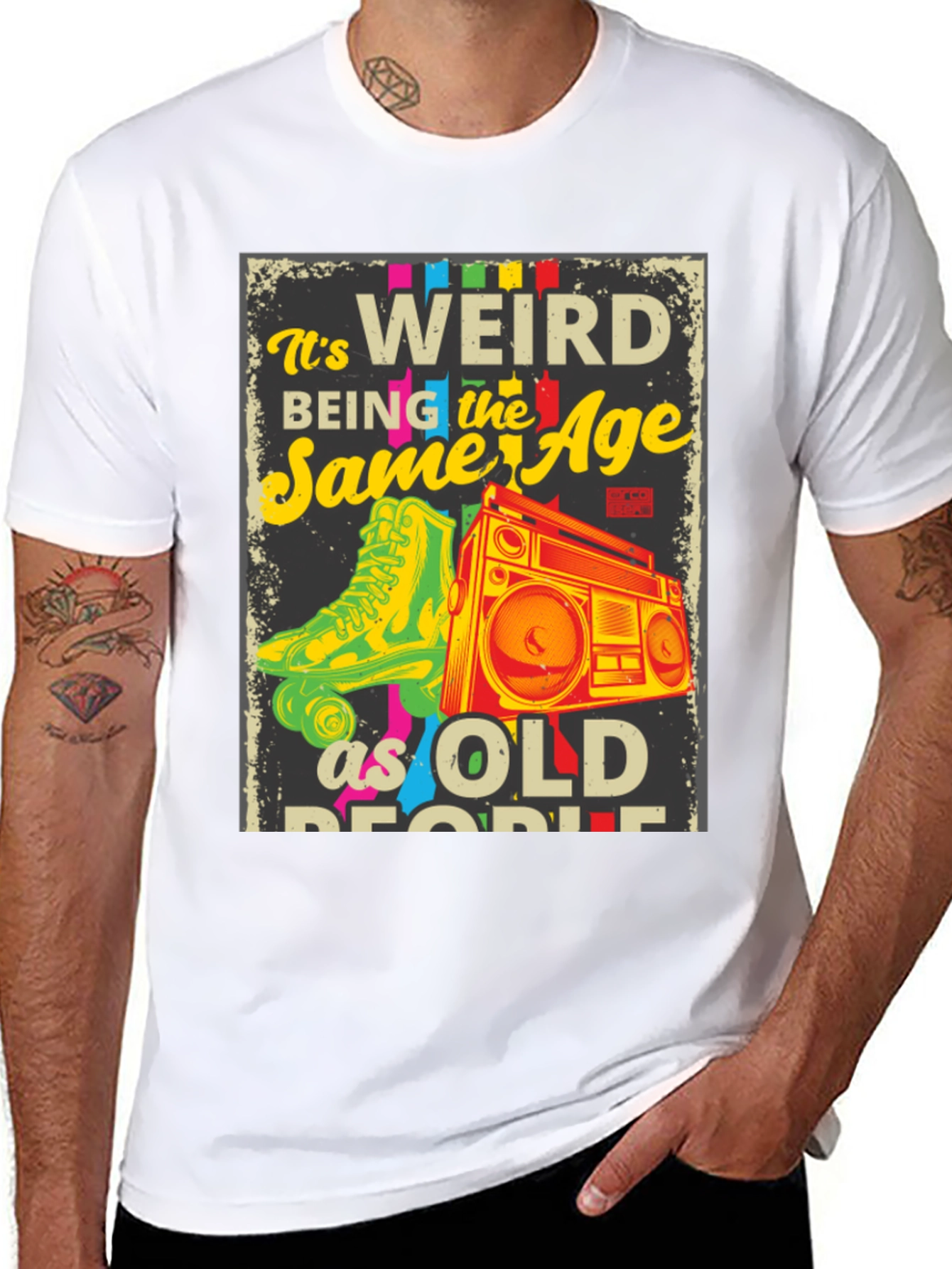 Retro Roller Skate & Boombox Graphic T-Shirt