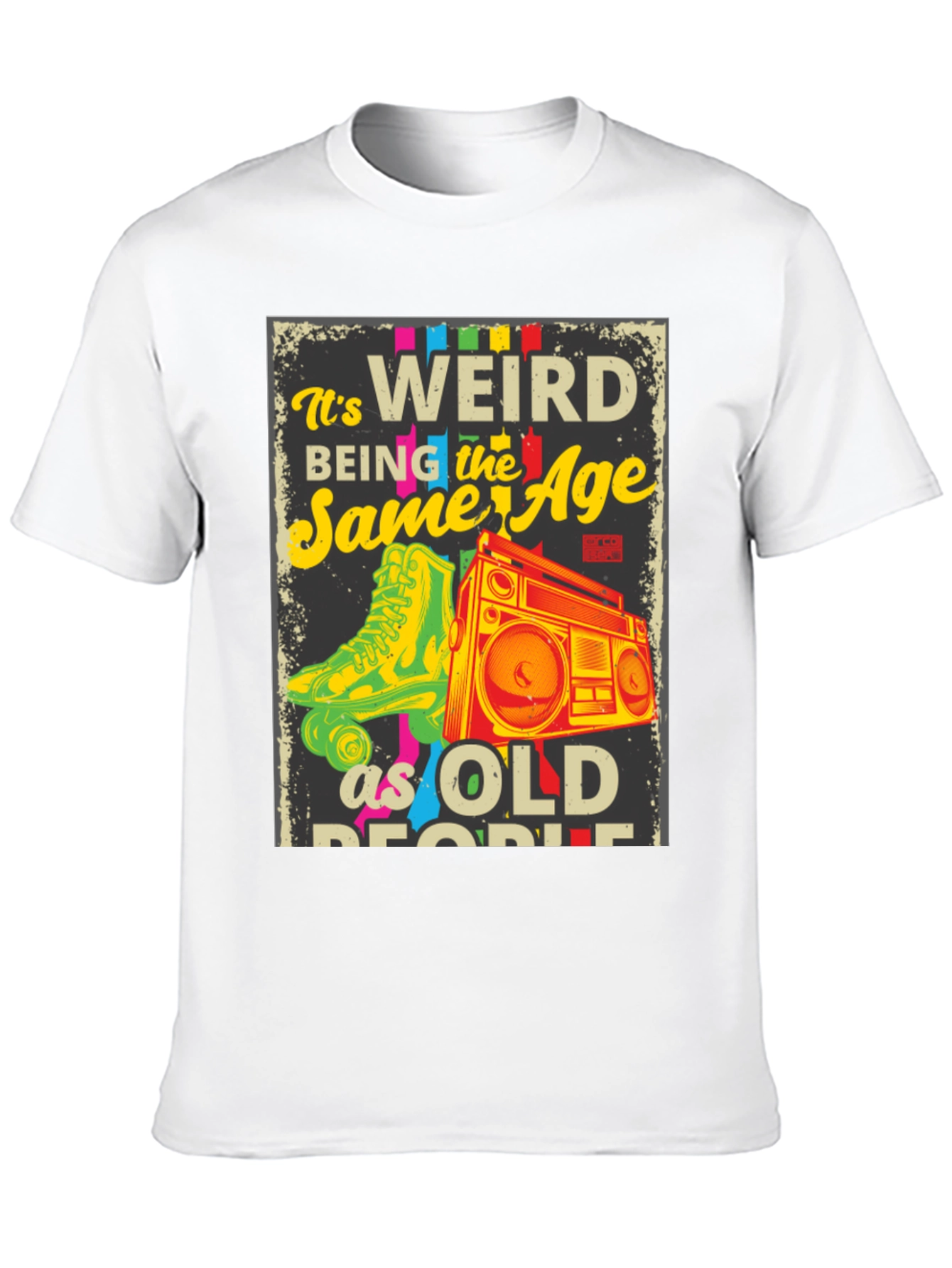 Retro Roller Skate & Boombox Graphic T-Shirt