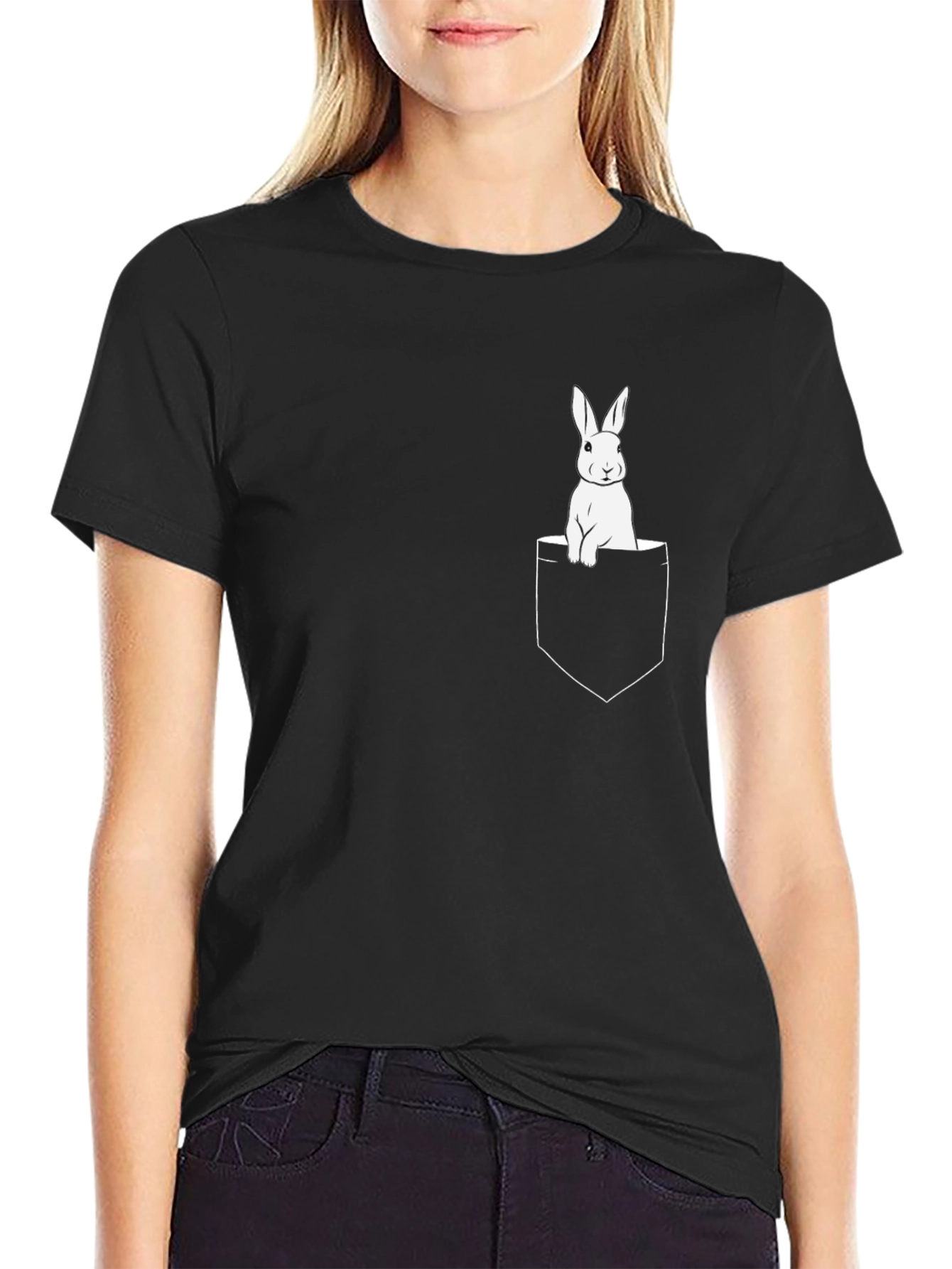 Pocket Bunny Black T-Shirt