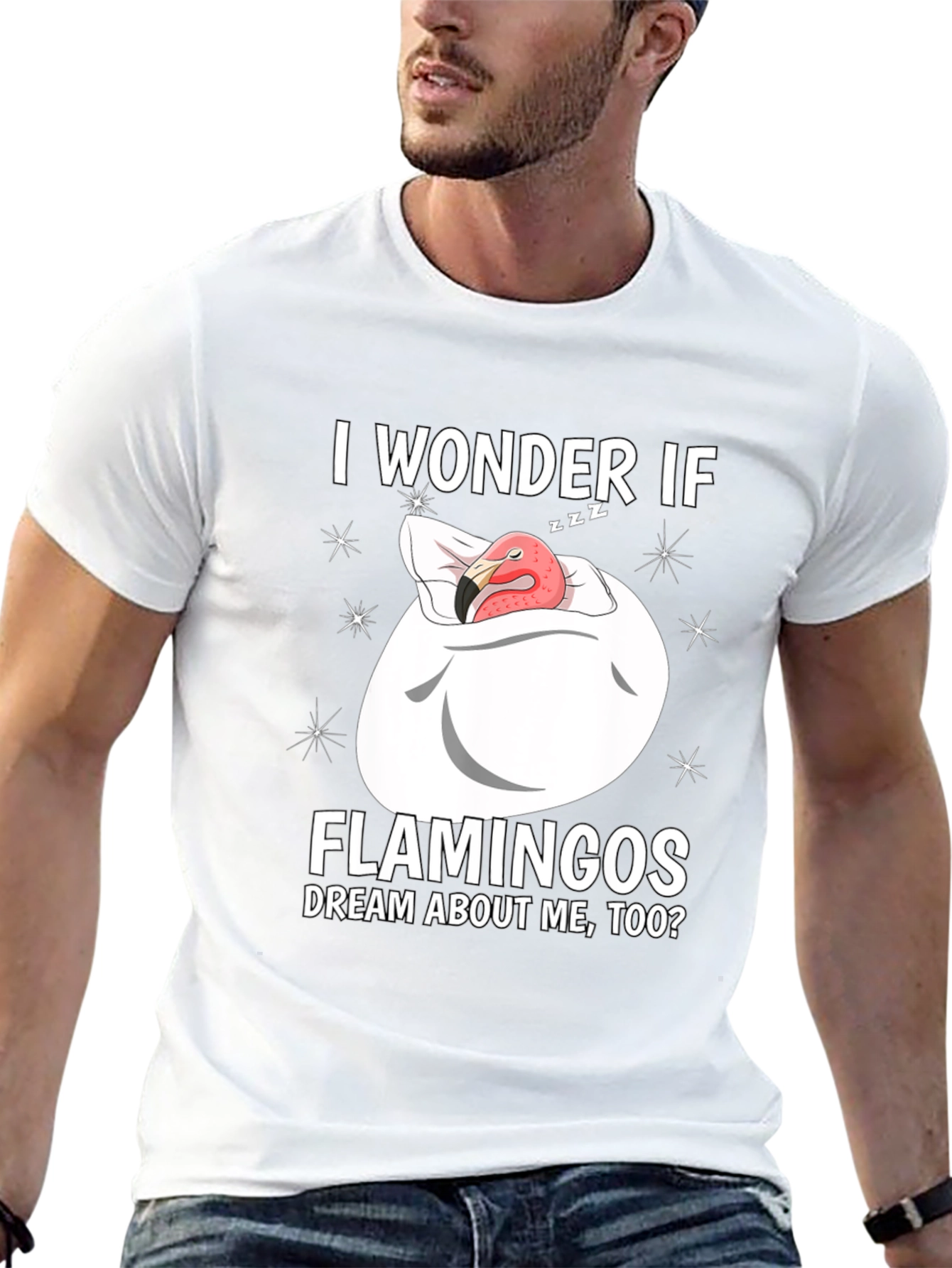 Dreaming Flamingo Graphic T-Shirt - Funny Unisex Tee