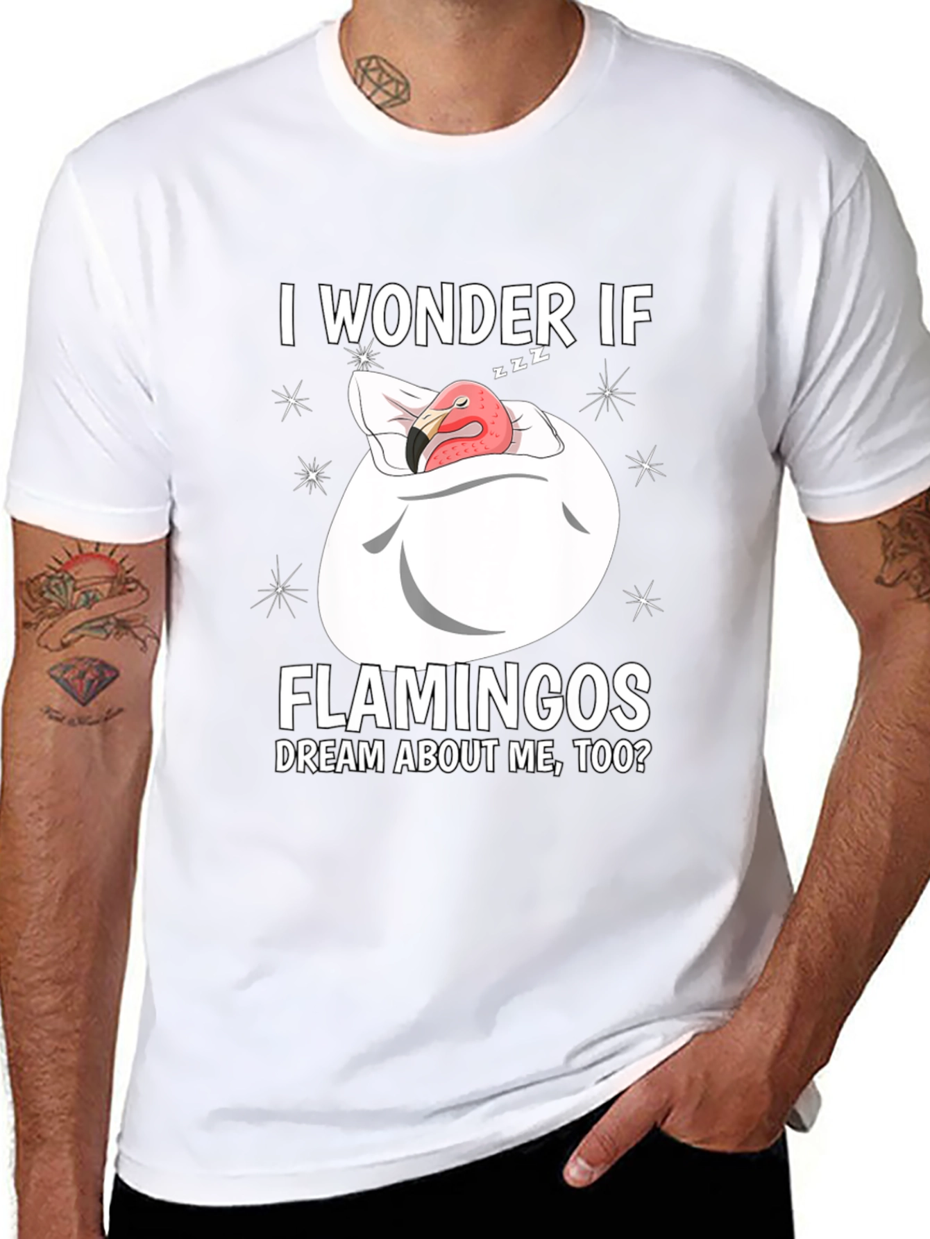 Dreaming Flamingo Graphic T-Shirt - Funny Unisex Tee