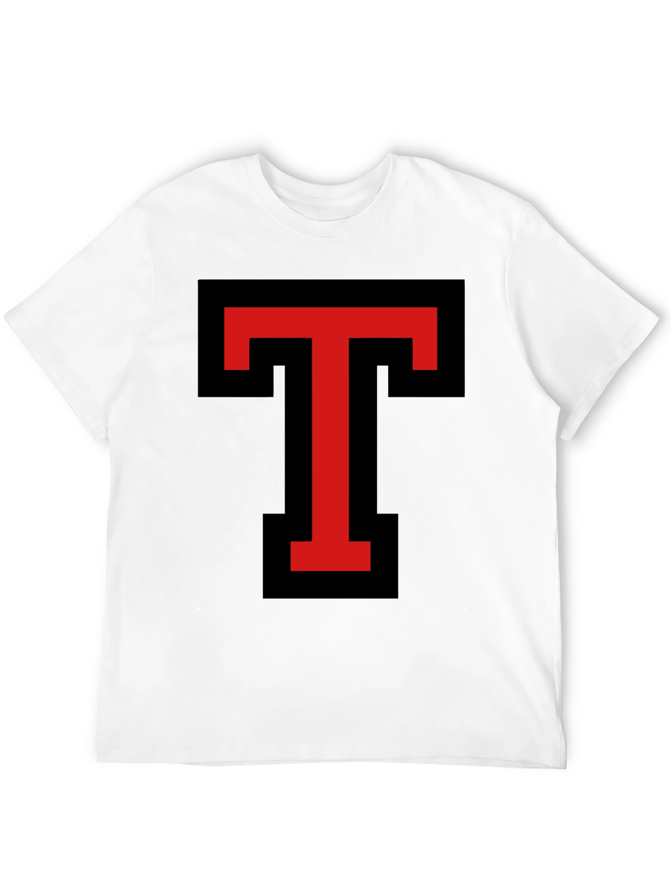 Bold Red T Graphic Black T-Shirt