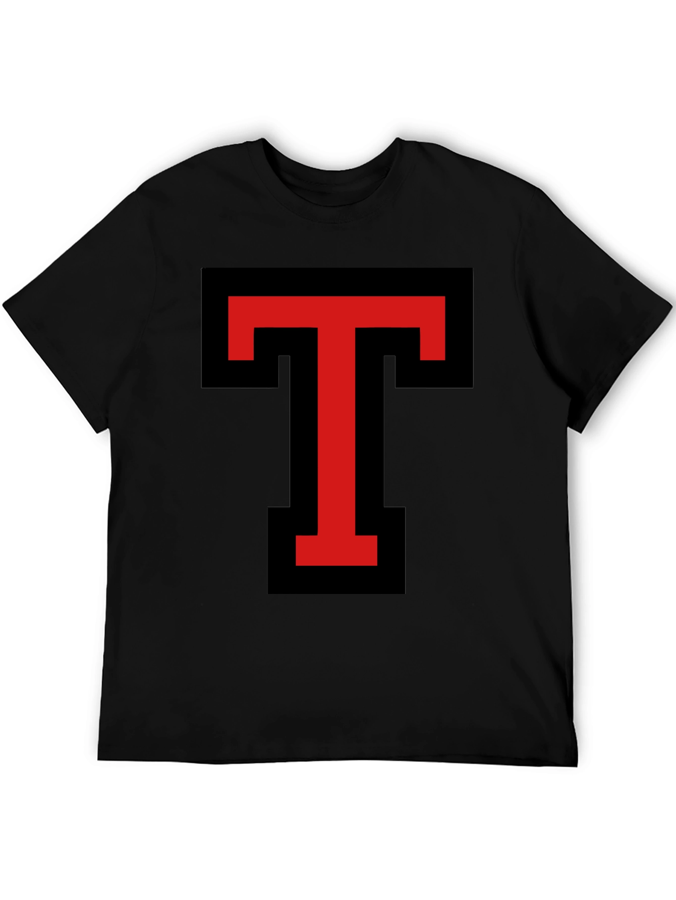 Bold Red T Graphic Black T-Shirt
