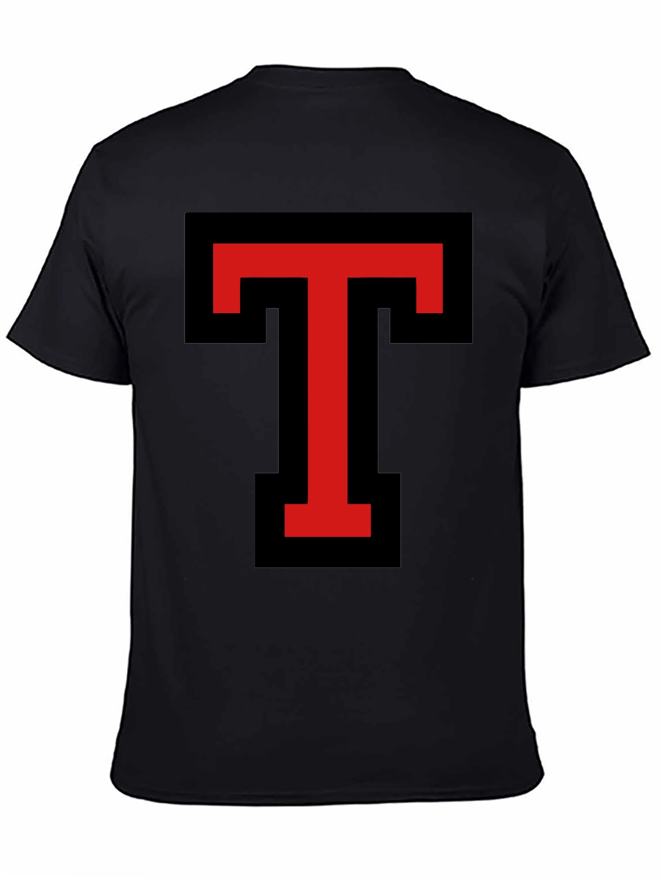 Bold Red T Graphic Black T-Shirt