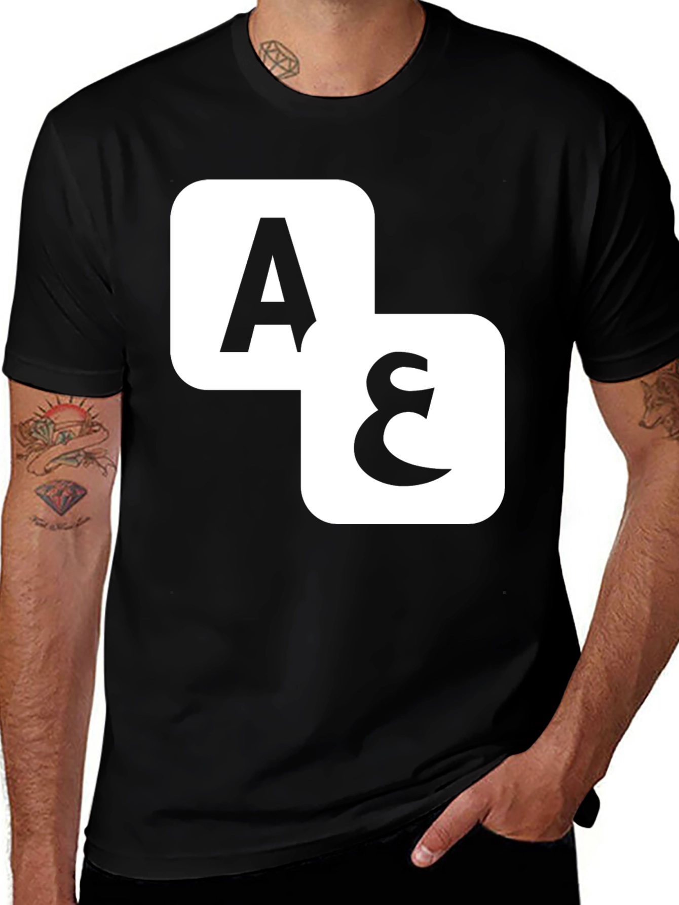 A&E Black T-Shirt: Iconic Tile Design