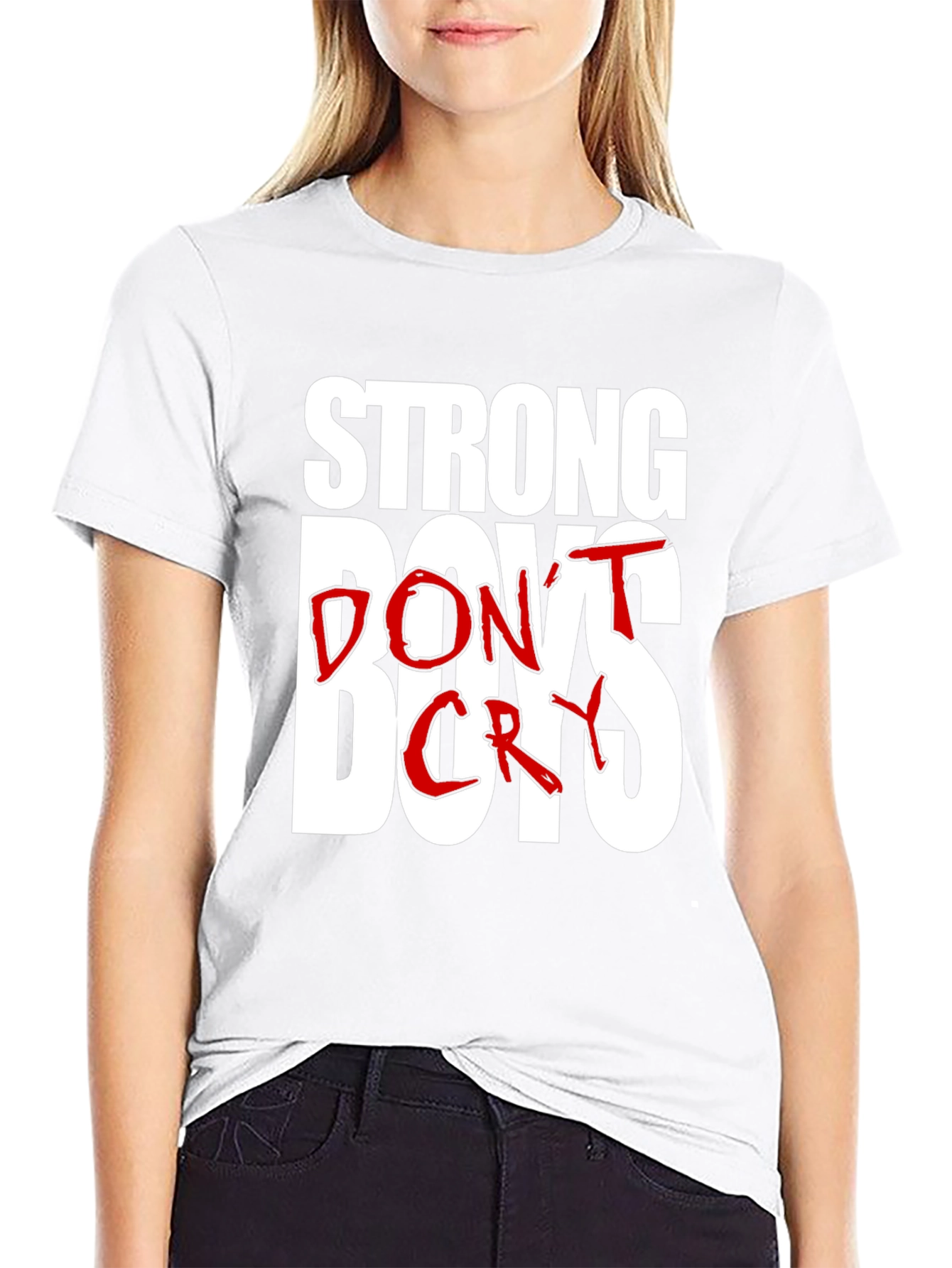 Strong Boys Dont Cry Graphic Tee - Black
