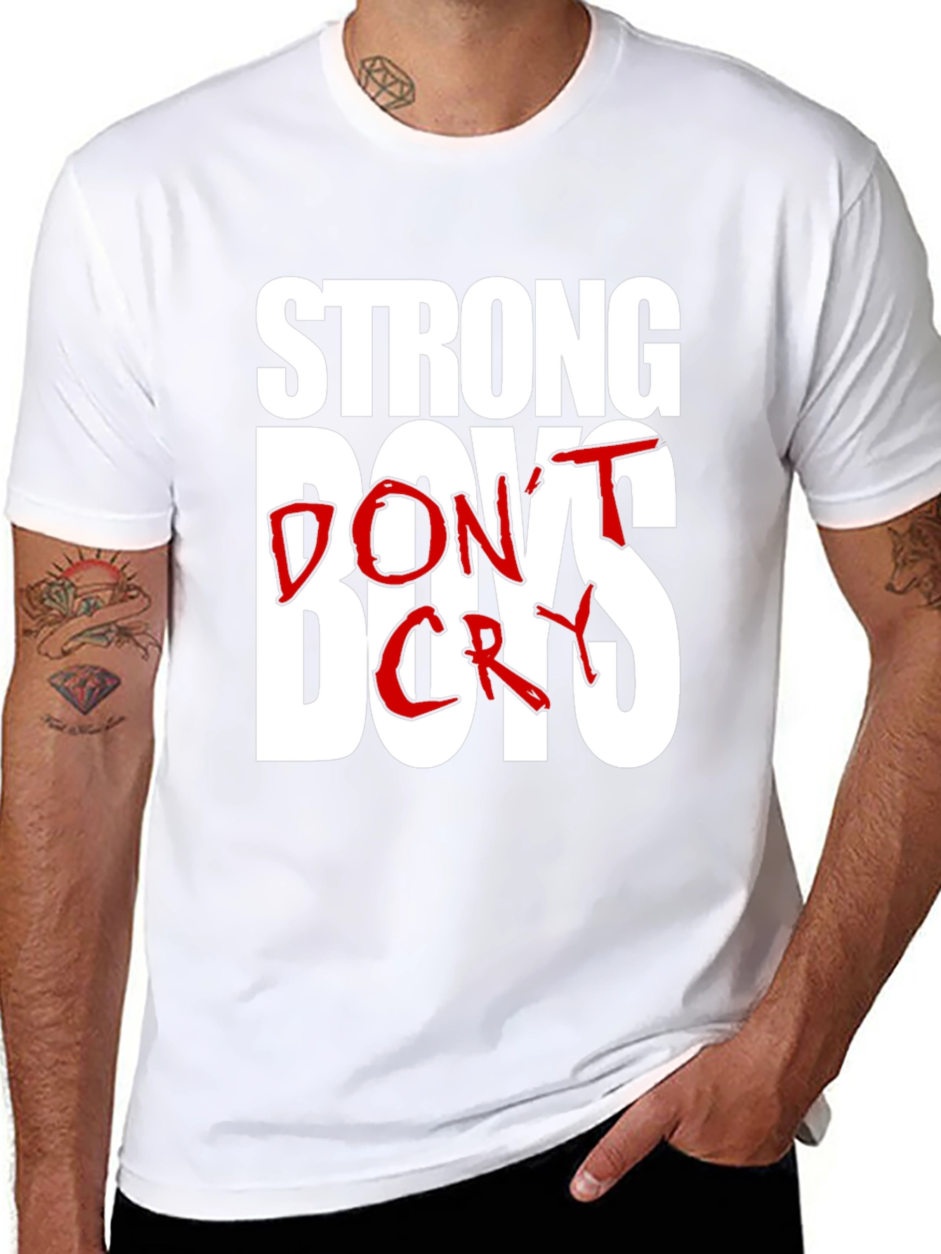 Strong Boys Dont Cry Graphic Tee - Black