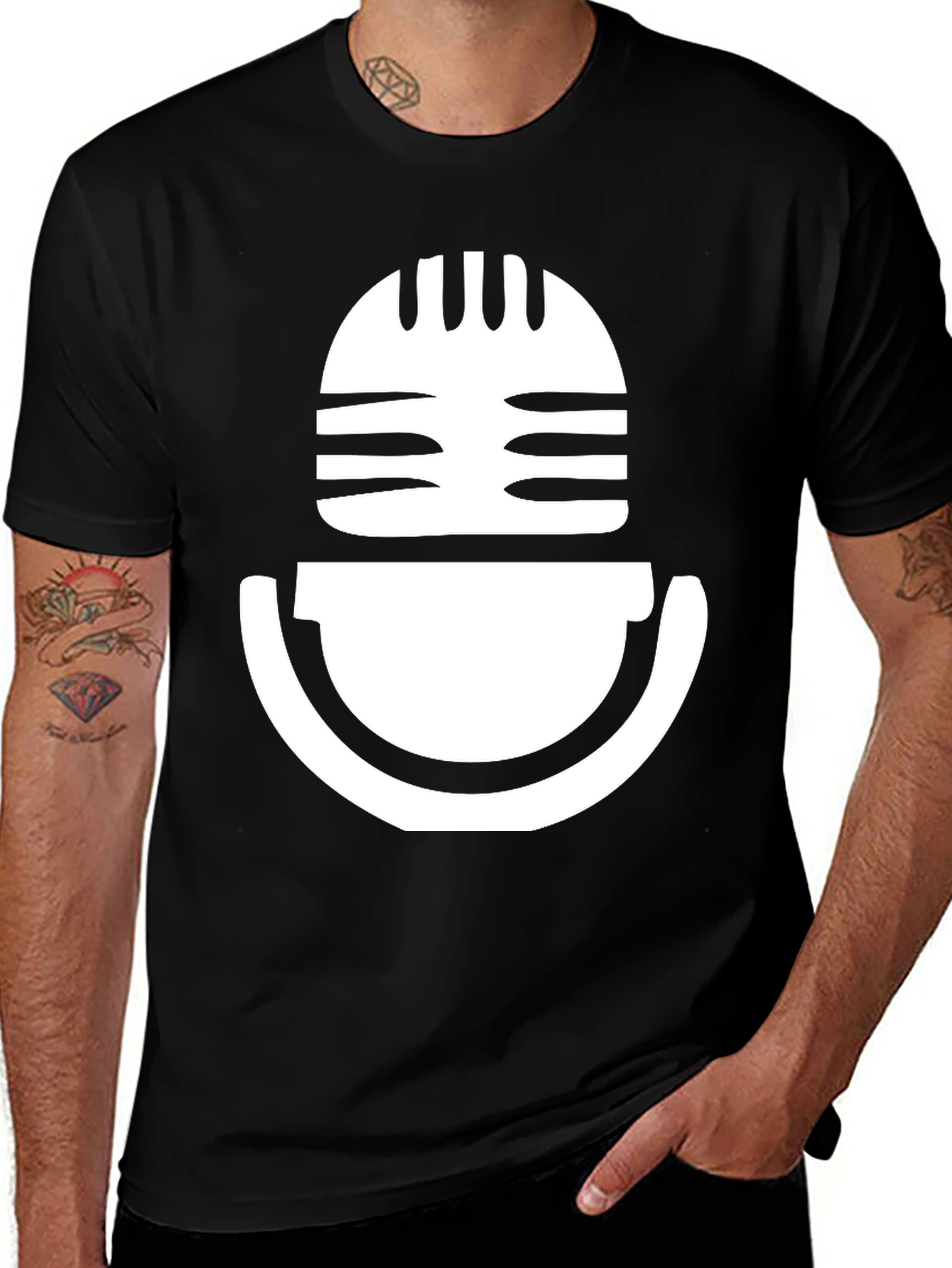 Retro Microphone Graphic Tee - Classic Vocal Style