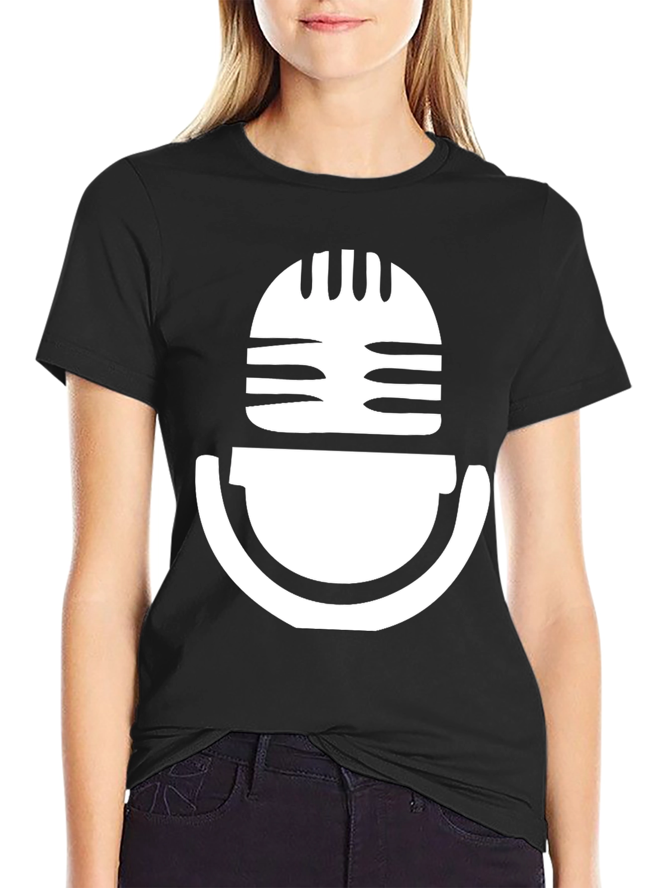 Retro Microphone Graphic Tee - Classic Vocal Style