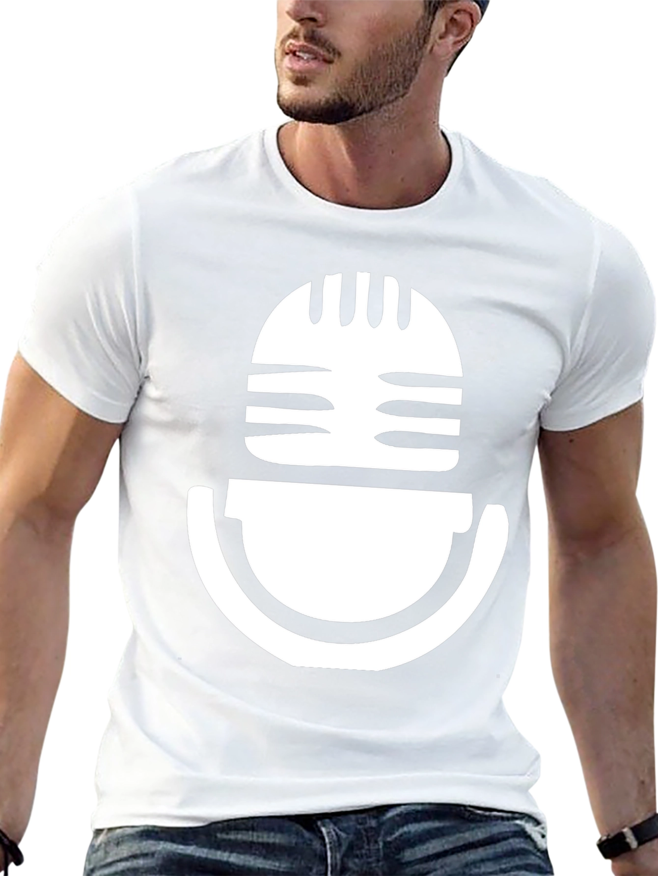 Retro Microphone Graphic Tee - Classic Vocal Style