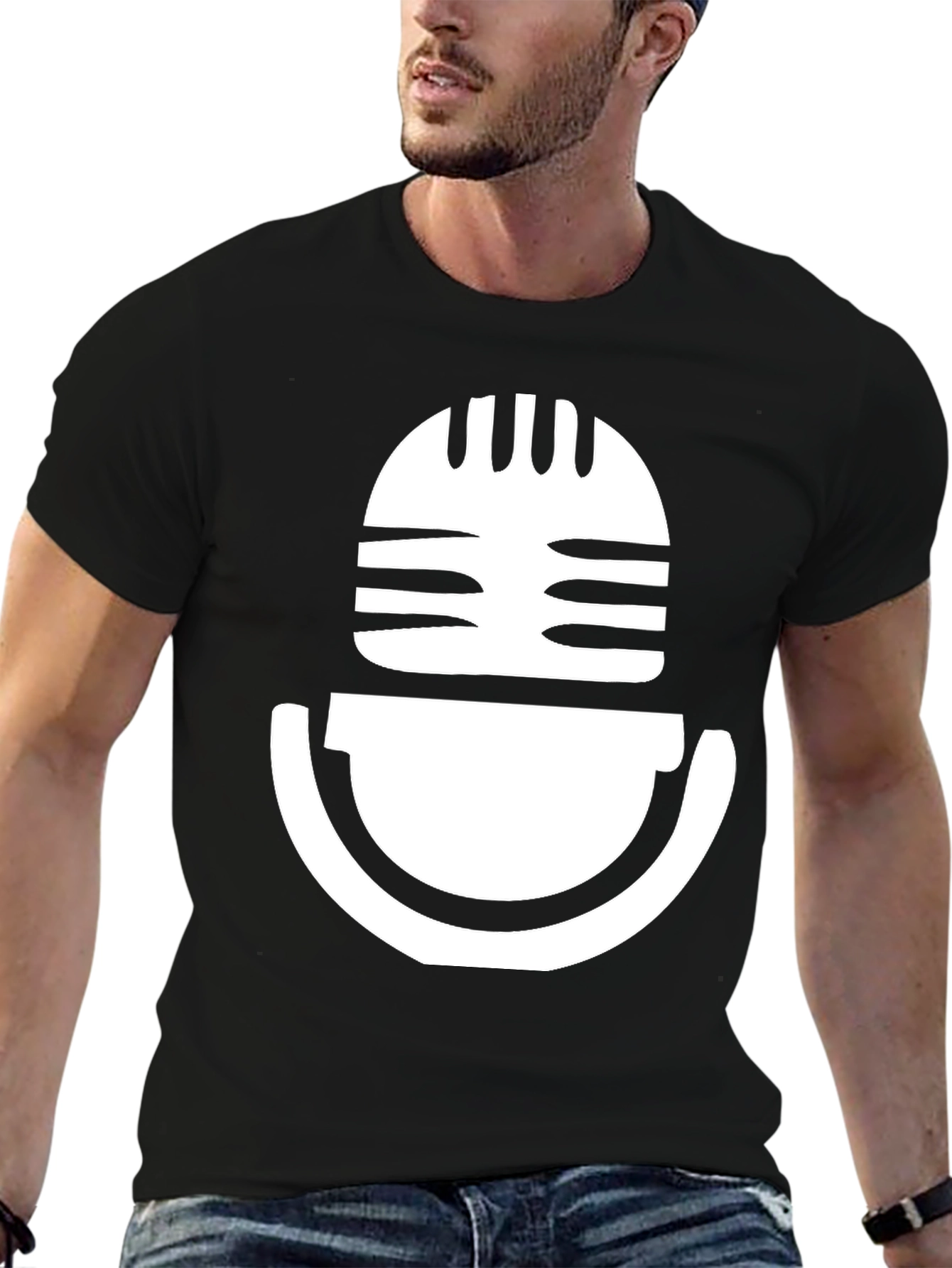 Retro Microphone Graphic Tee - Classic Vocal Style
