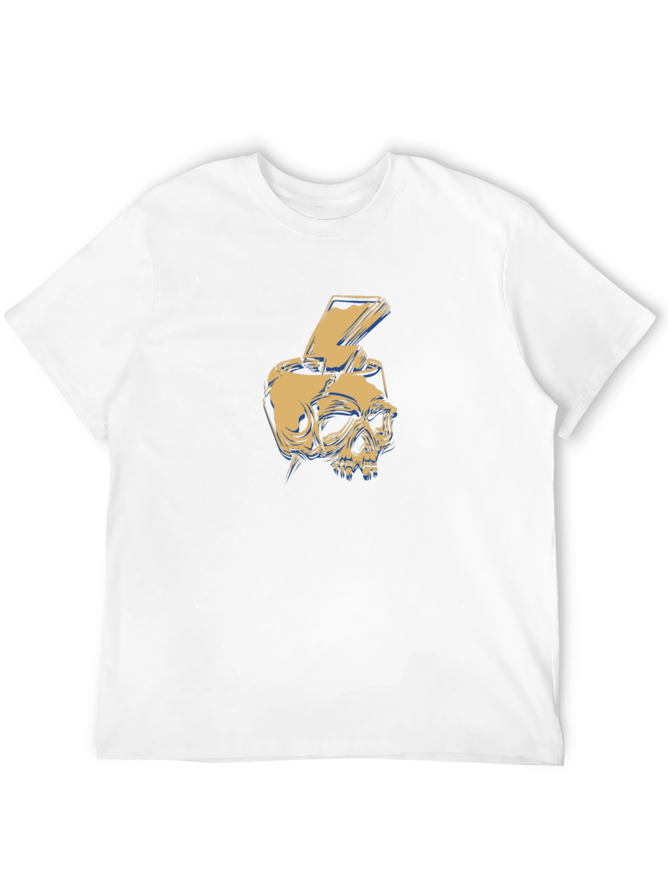 Skull Lightning Bolt Graphic Tee - Black