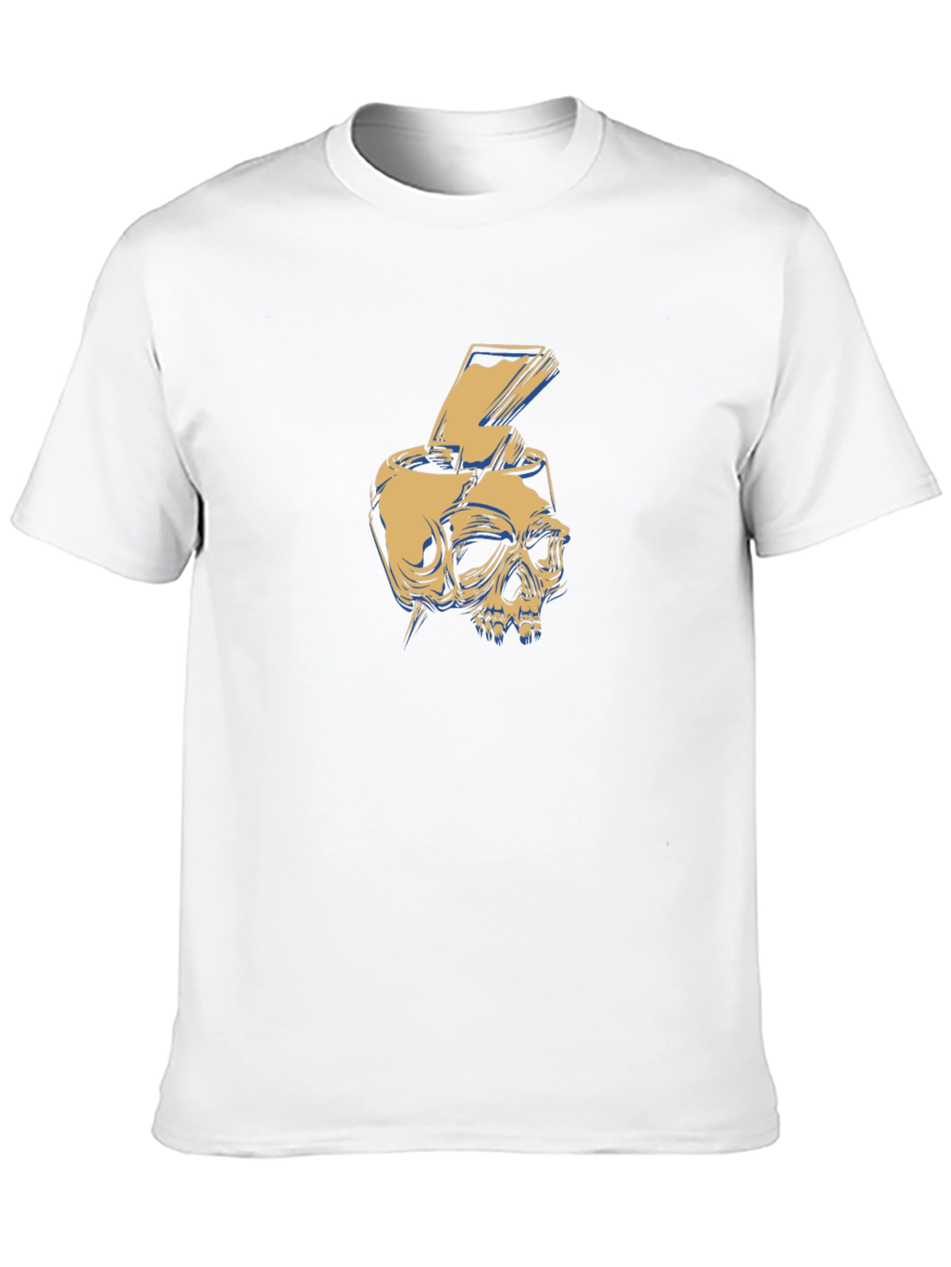 Skull Lightning Bolt Graphic Tee - Black