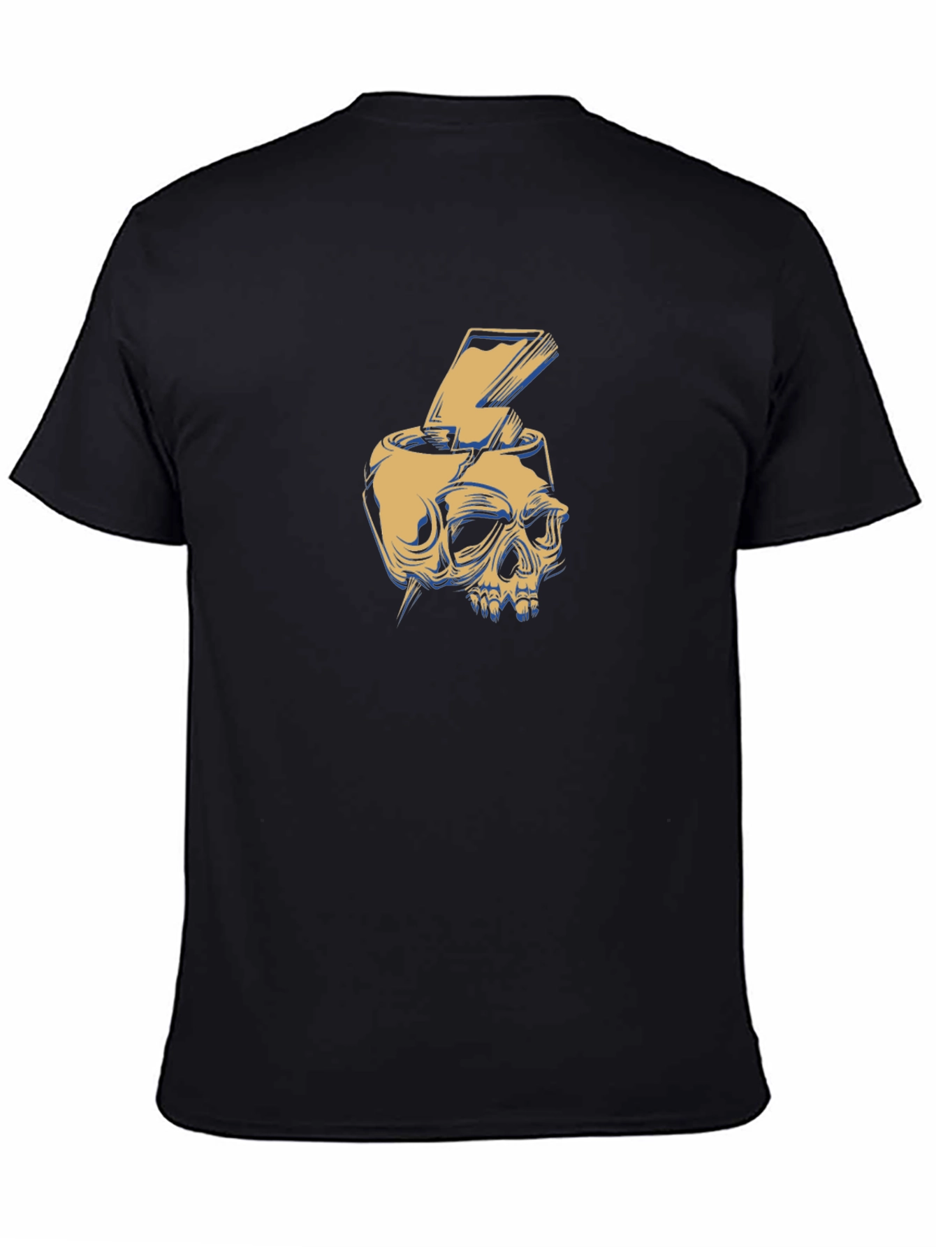 Skull Lightning Bolt Graphic Tee - Black