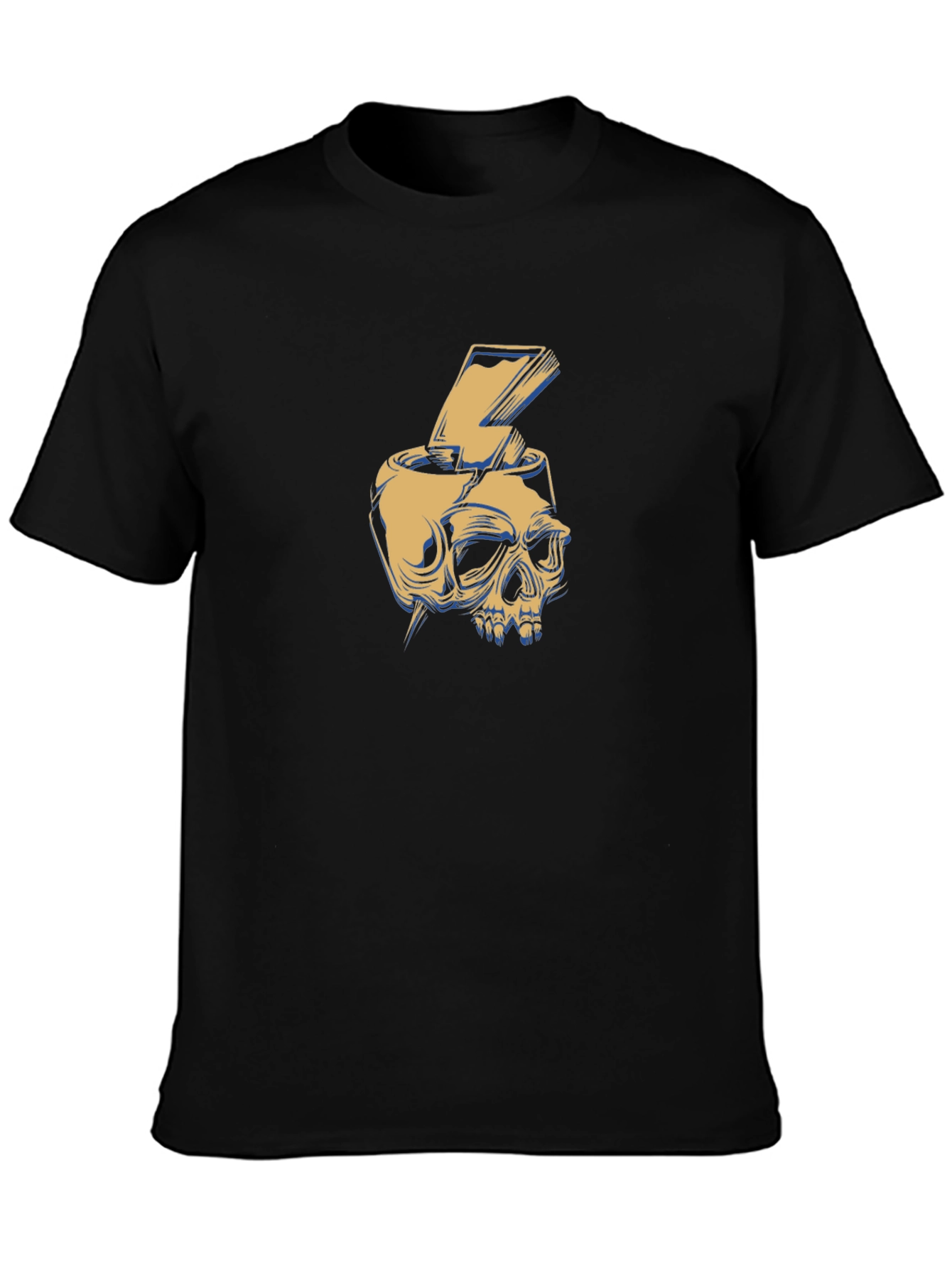 Skull Lightning Bolt Graphic Tee - Black