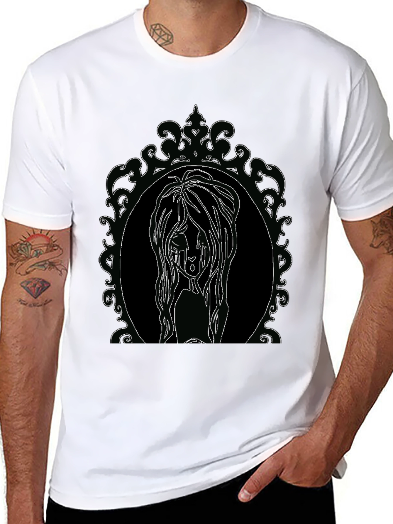 Gothic Mirror Girl Graphic Print Tee