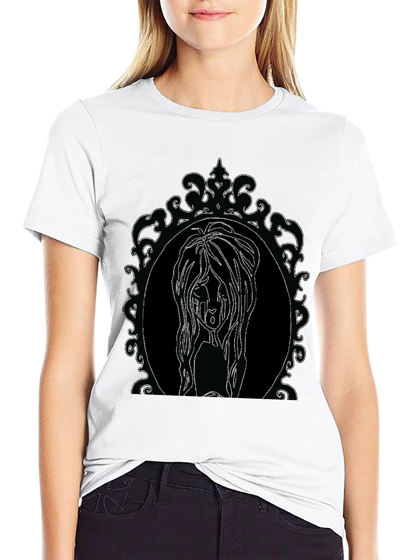 Gothic Mirror Girl Graphic Print Tee