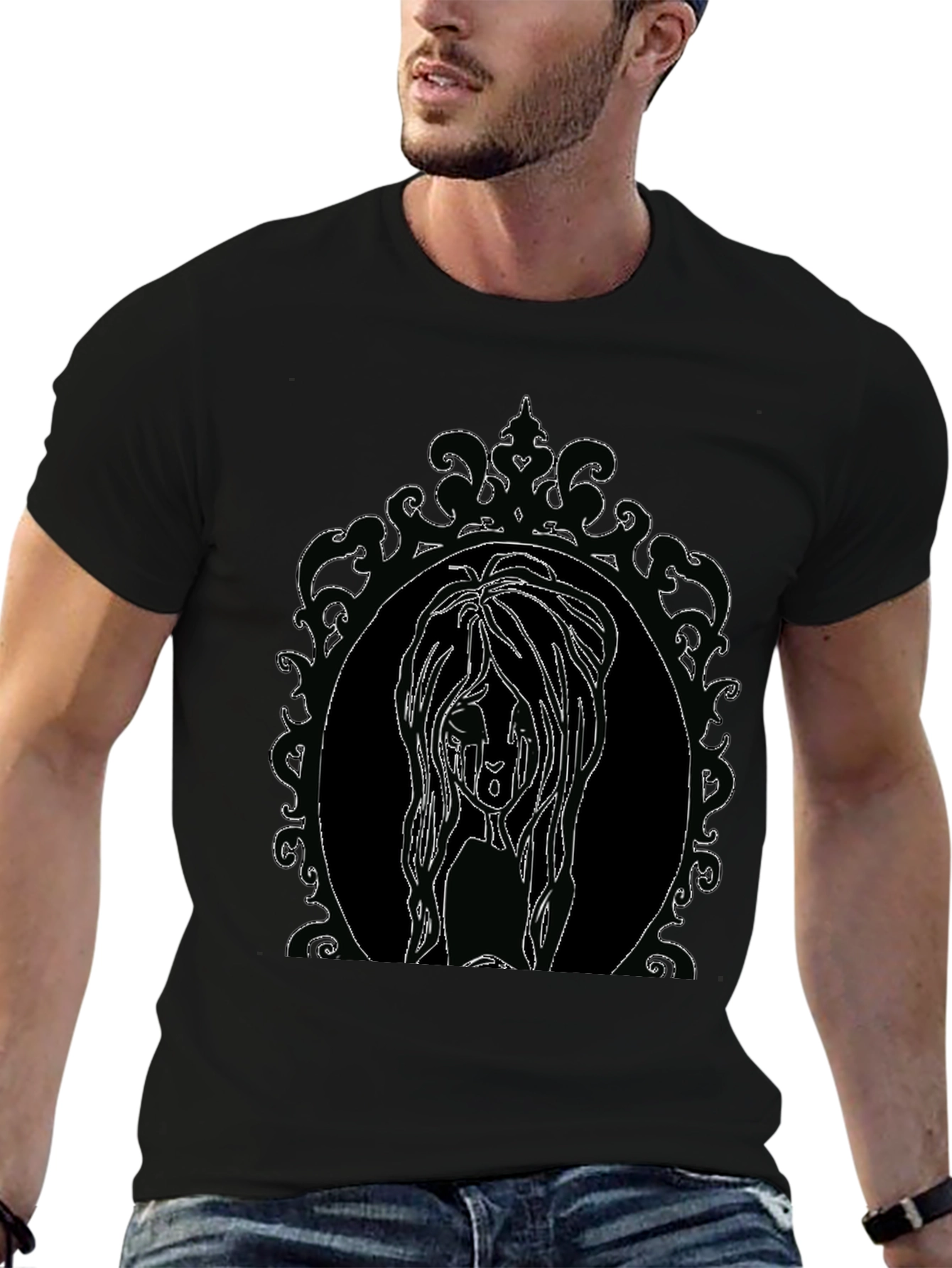 Gothic Mirror Girl Graphic Print Tee