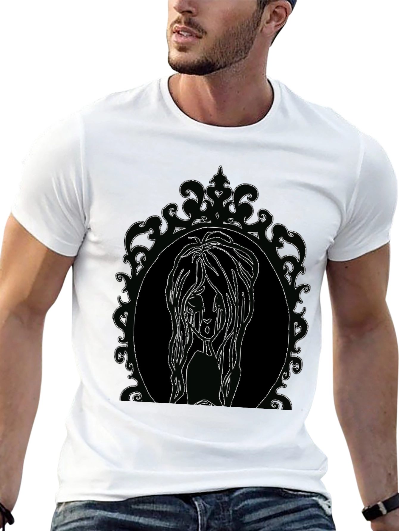 Gothic Mirror Girl Graphic Print Tee