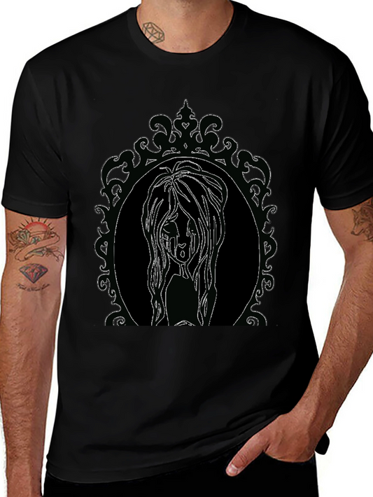 Gothic Mirror Girl Graphic Print Tee