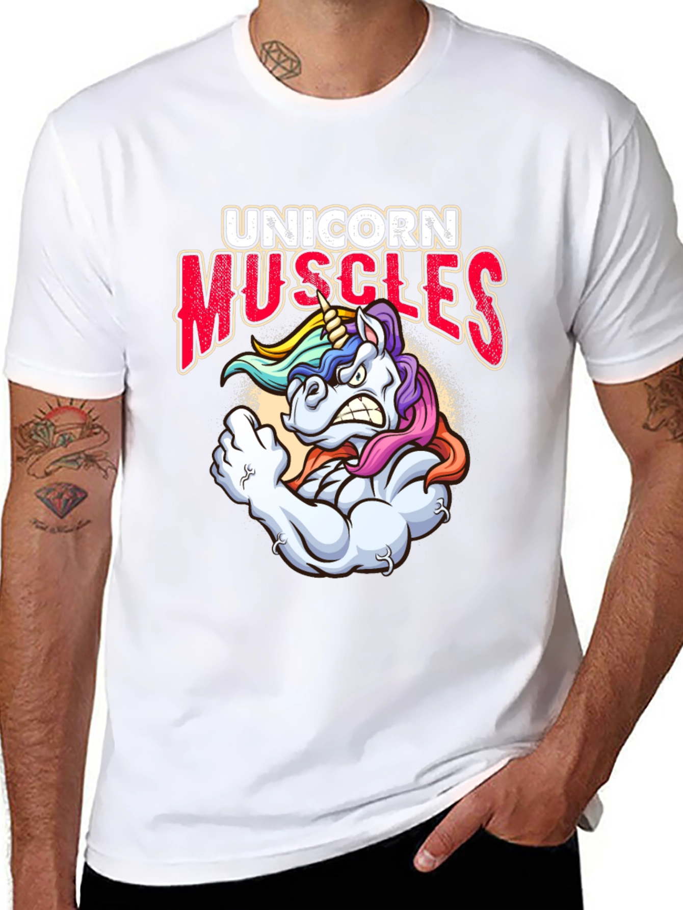 Unicorn Muscles Graphic T-Shirt - Black