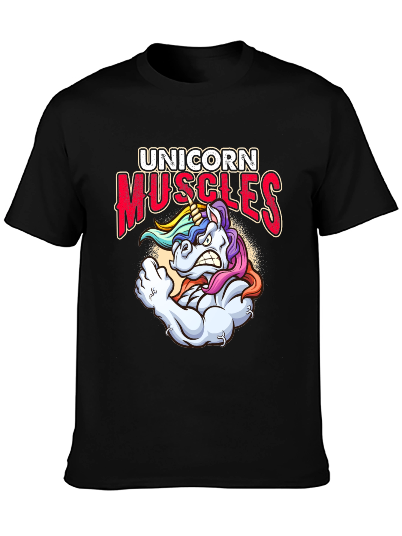 Unicorn Muscles Graphic T-Shirt - Black