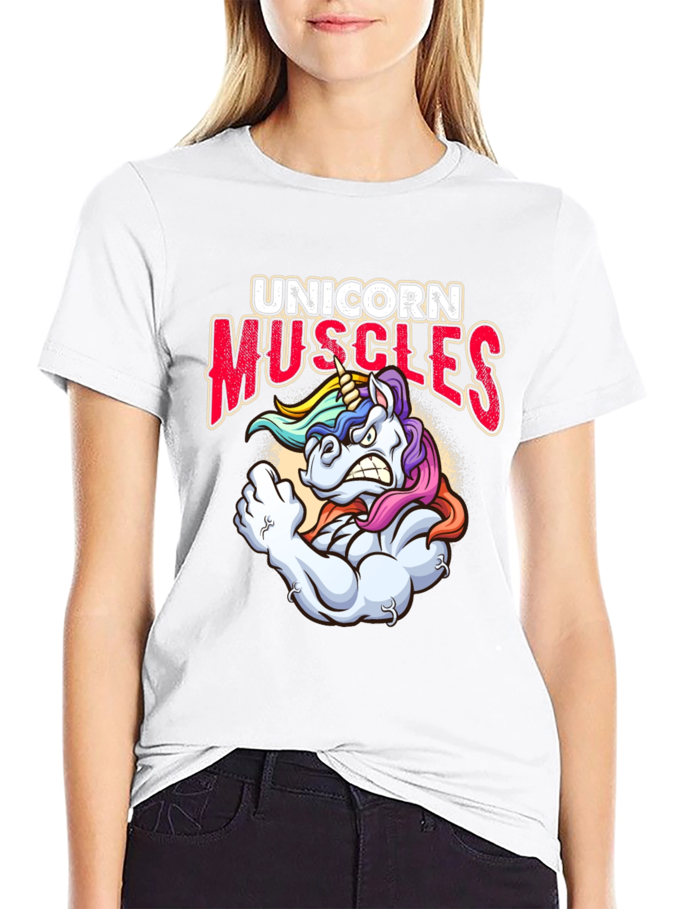 Unicorn Muscles Graphic T-Shirt - Black