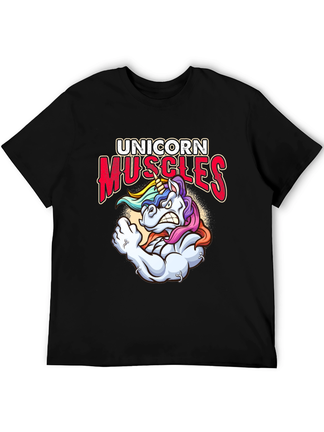 Unicorn Muscles Graphic T-Shirt - Black