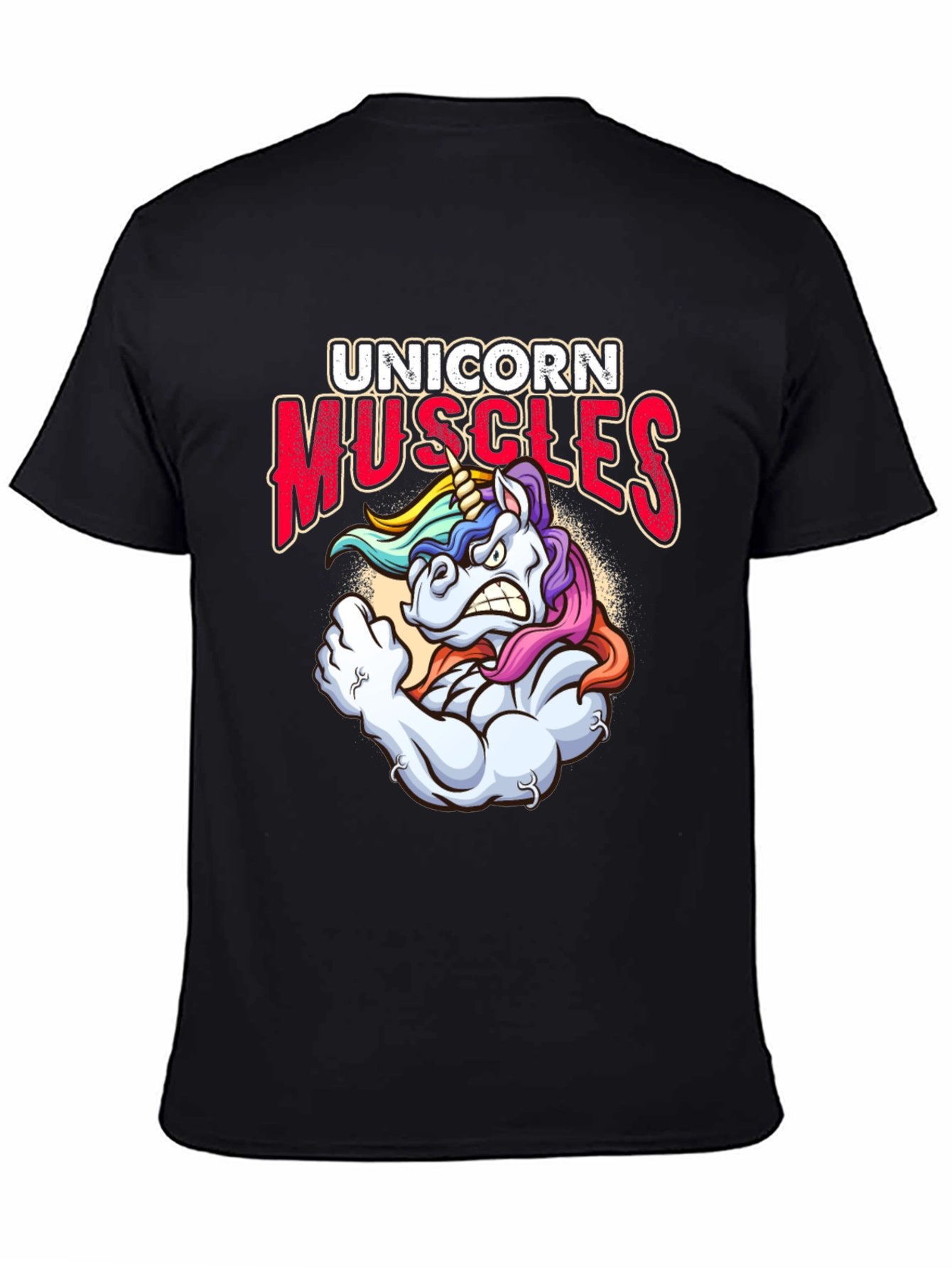 Unicorn Muscles Graphic T-Shirt - Black
