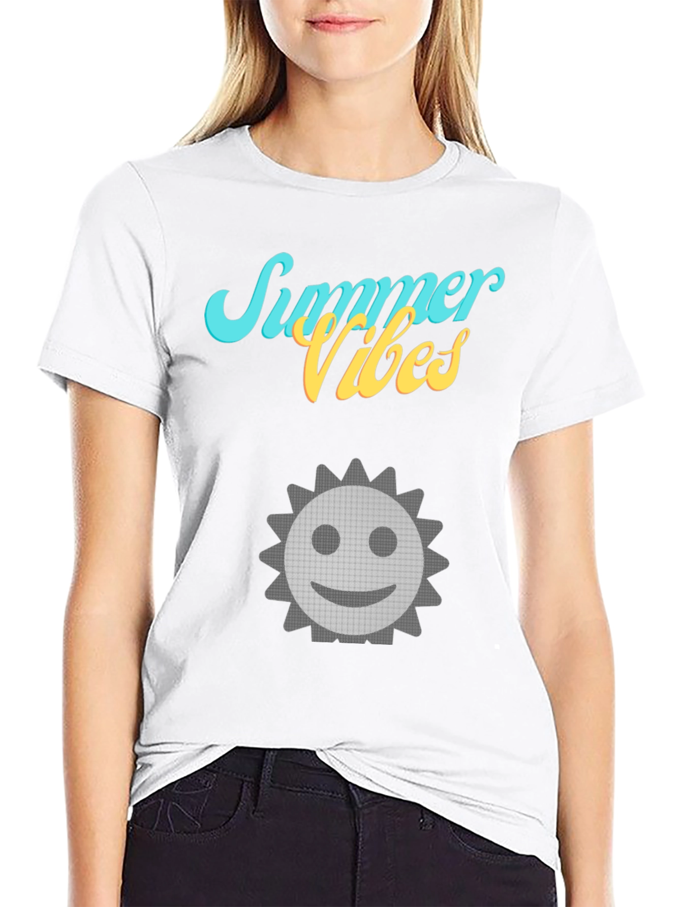 Summer Vibes T-Shirt with Smiley Sun Graphic