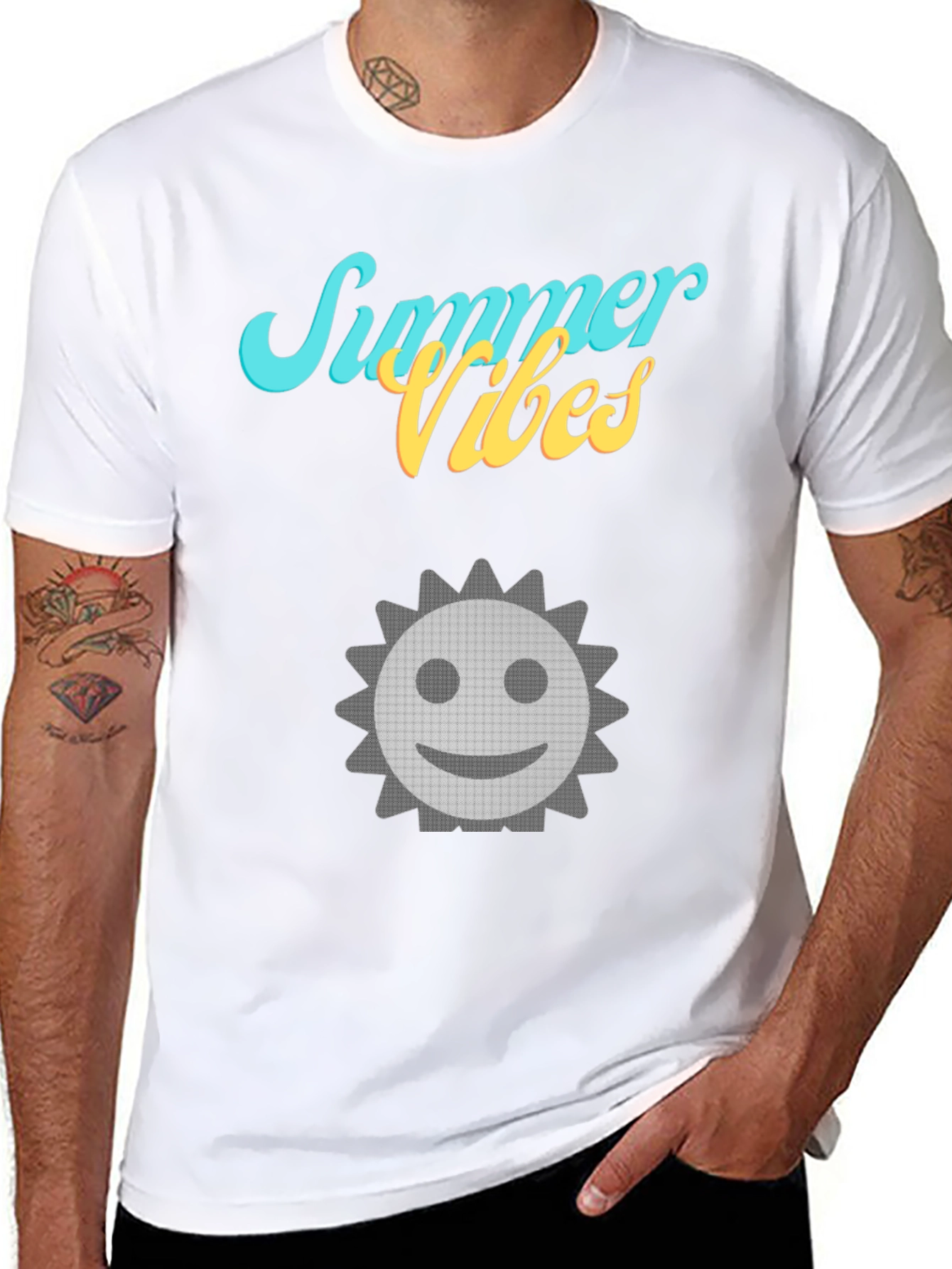 Summer Vibes T-Shirt with Smiley Sun Graphic