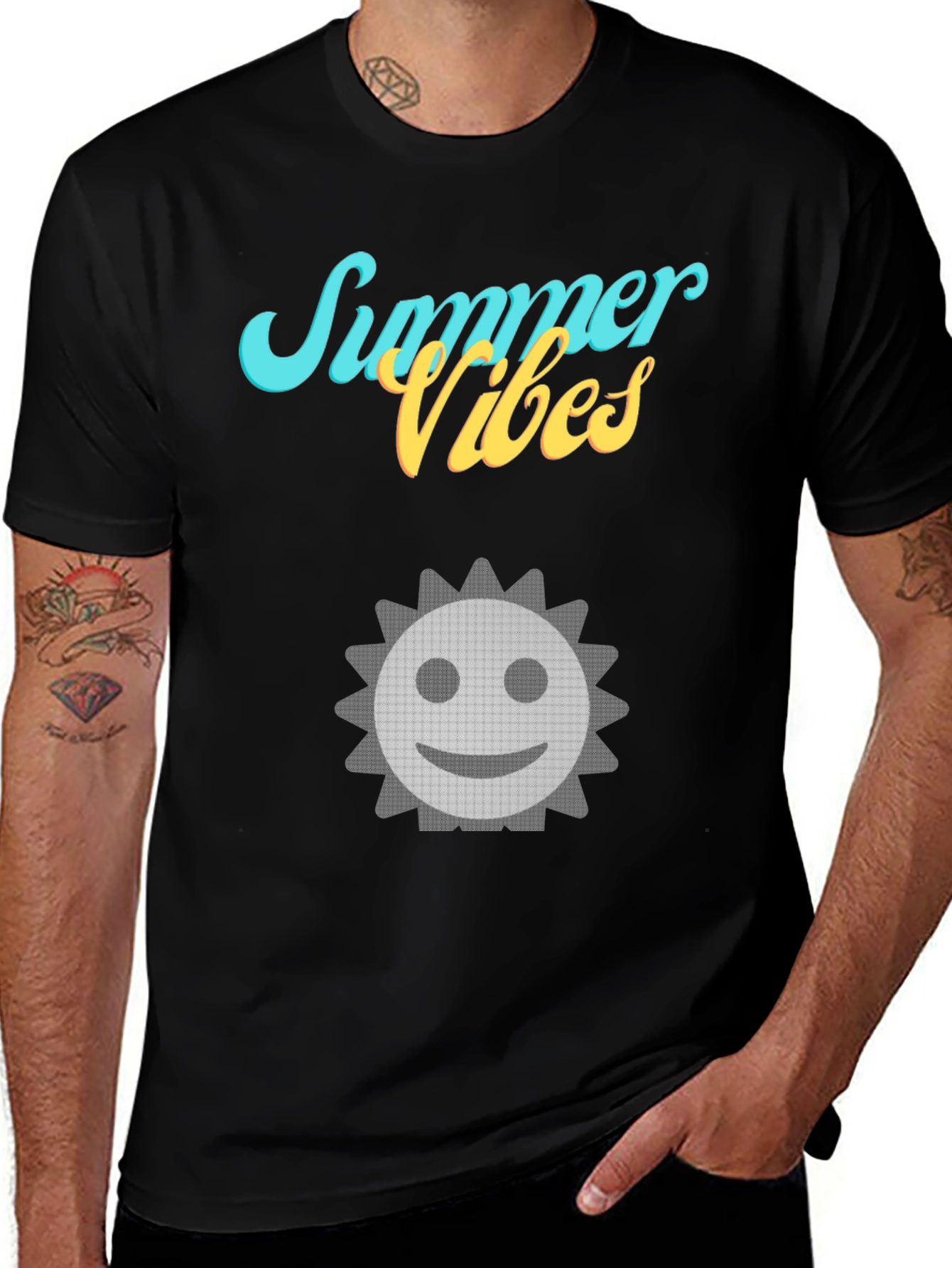 Summer Vibes T-Shirt with Smiley Sun Graphic