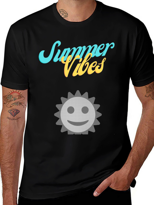 Summer Vibes T-Shirt with Smiley Sun Graphic