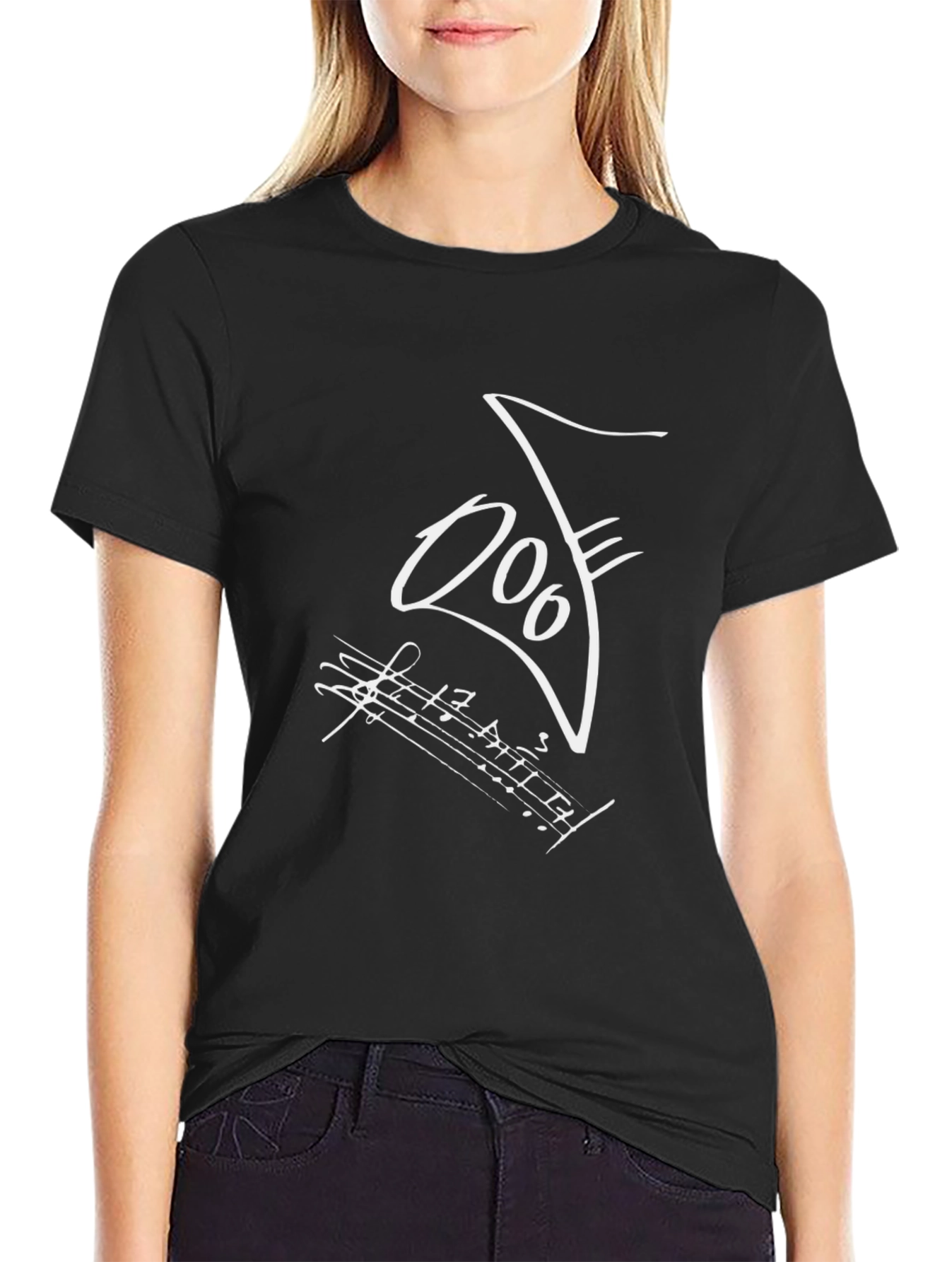 Musical Note Graphic Black T-Shirt