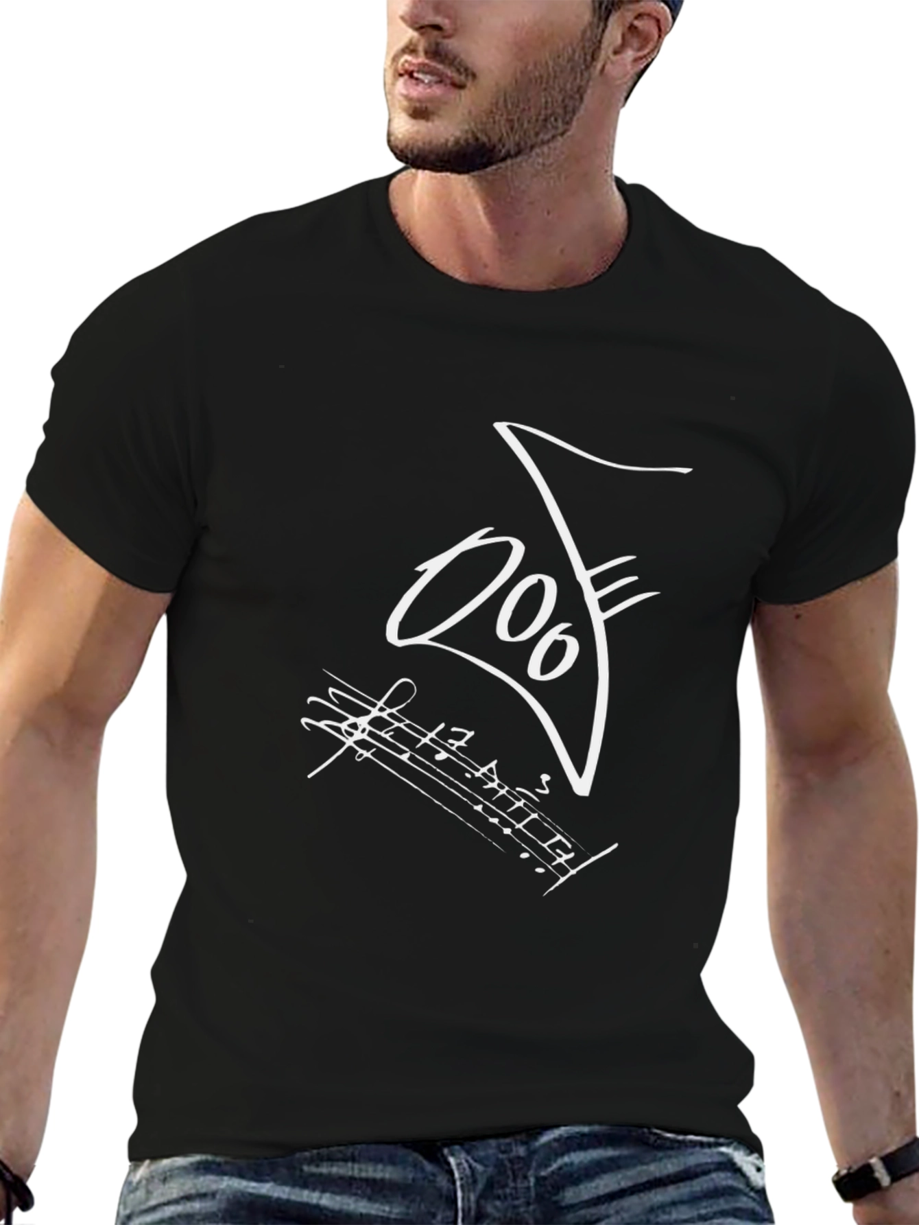Musical Note Graphic Black T-Shirt