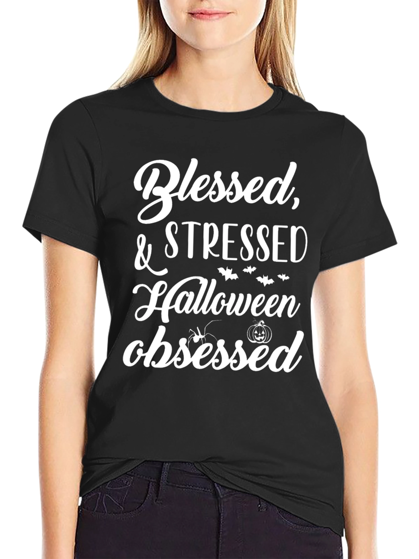 Blessed Stressed Halloween Obsessed T-Shirt