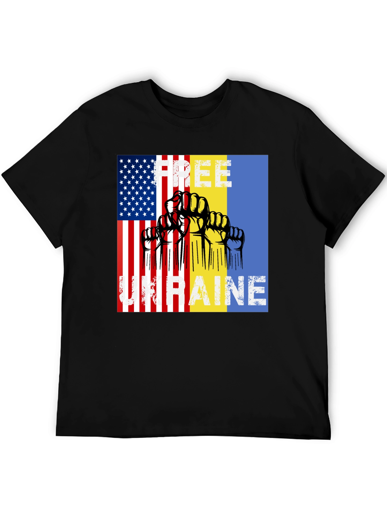 Free Ukraine T-Shirt USA & Ukrainian Flag