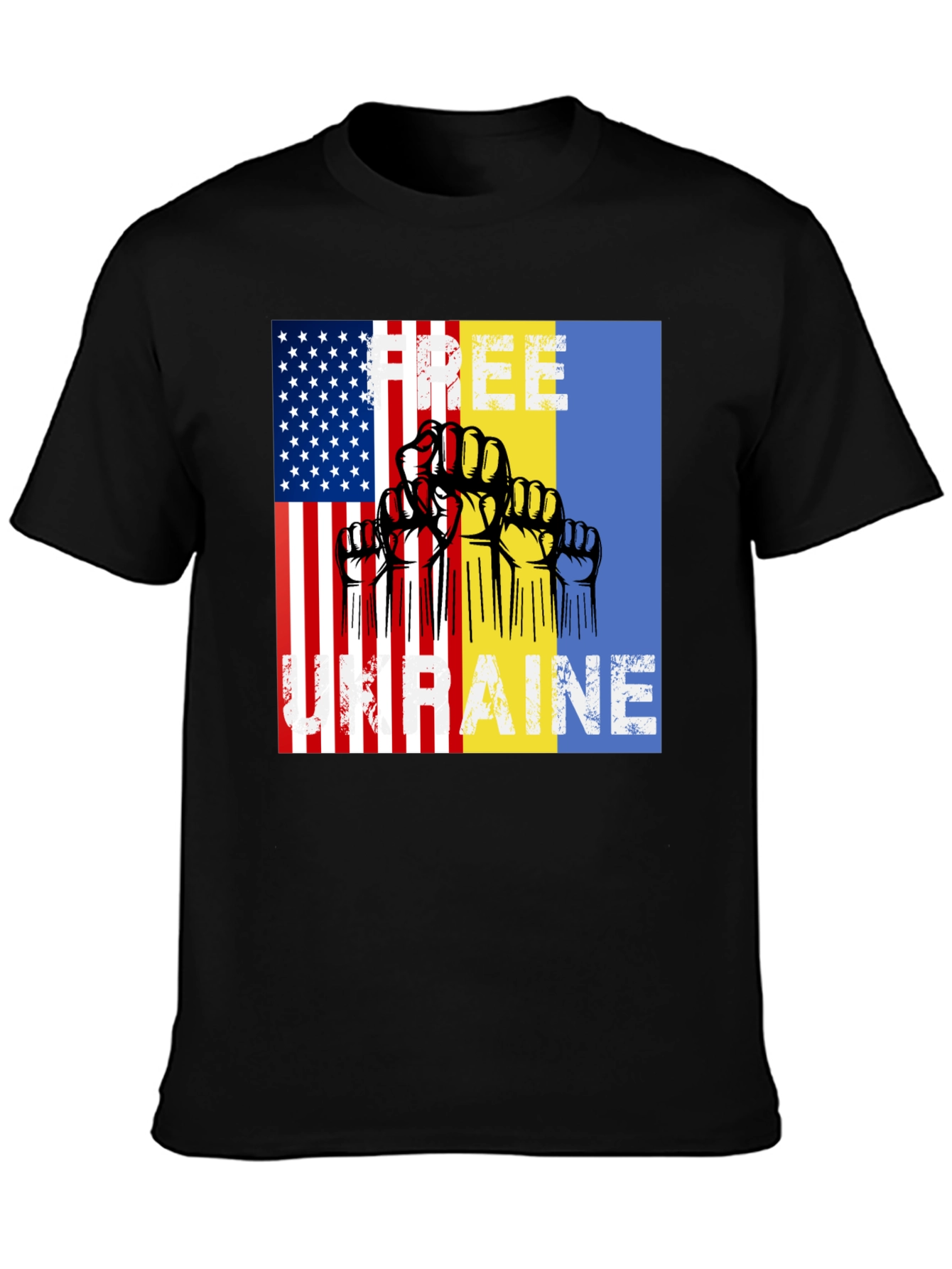 Free Ukraine T-Shirt USA & Ukrainian Flag