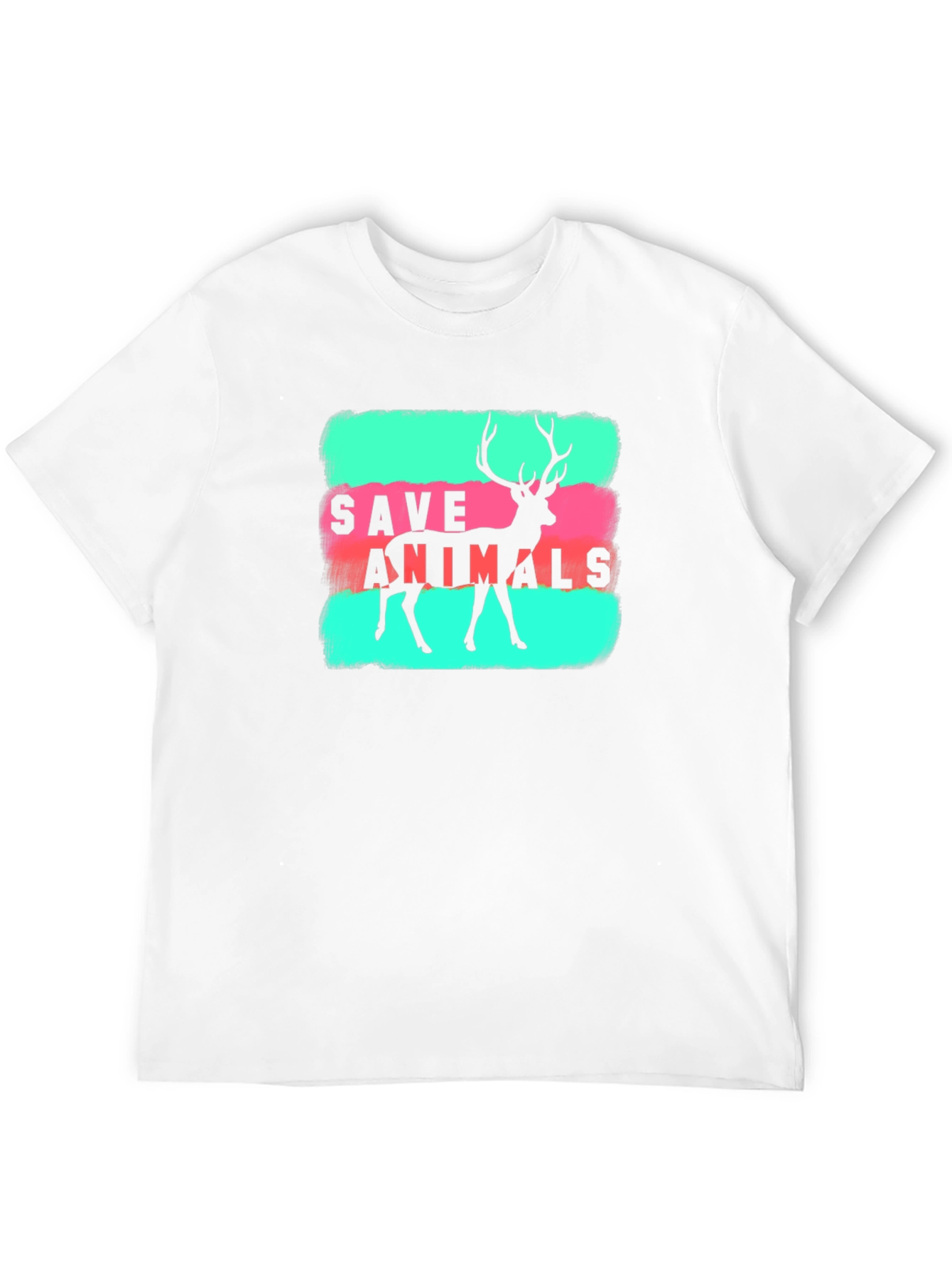 Save Animals Deer Graphic Tee - Black Cotton T-Shirt