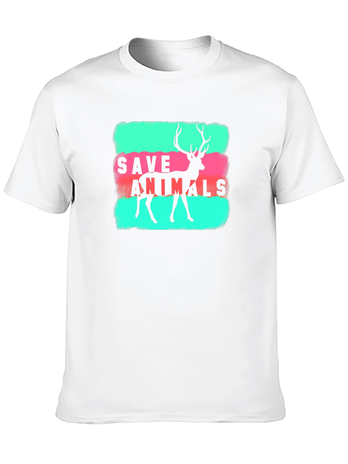 Save Animals Deer Graphic Tee - Black Cotton T-Shirt