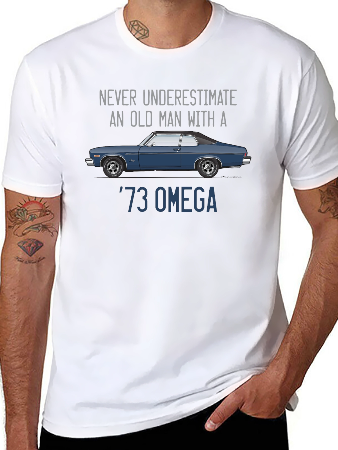 73 Omega Car T-Shirt - Never Underestimate